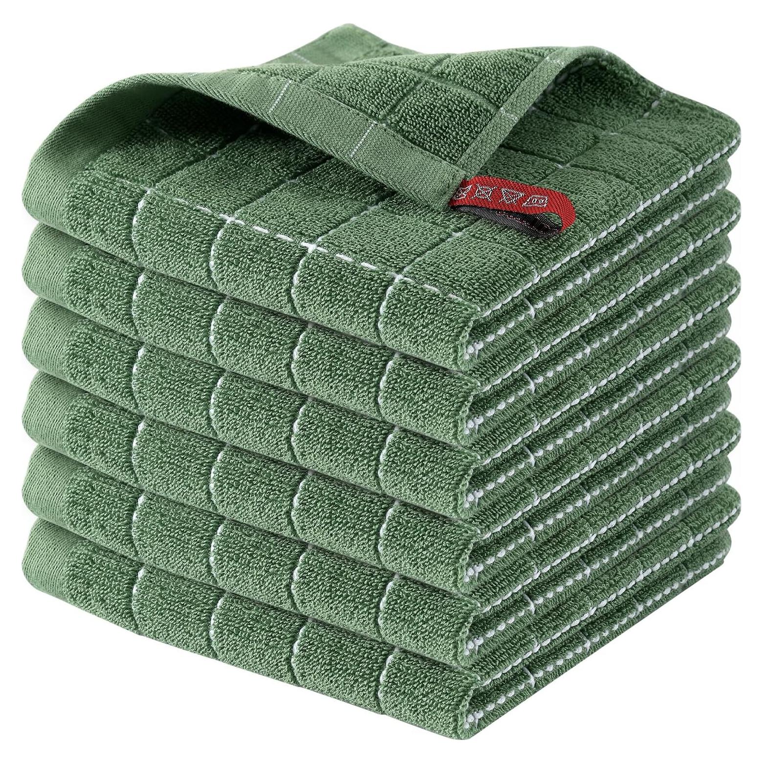 Toallas de Cocina Homaxy 100% Algodón Verde Hierba 30x30 cm - 6 Pzas