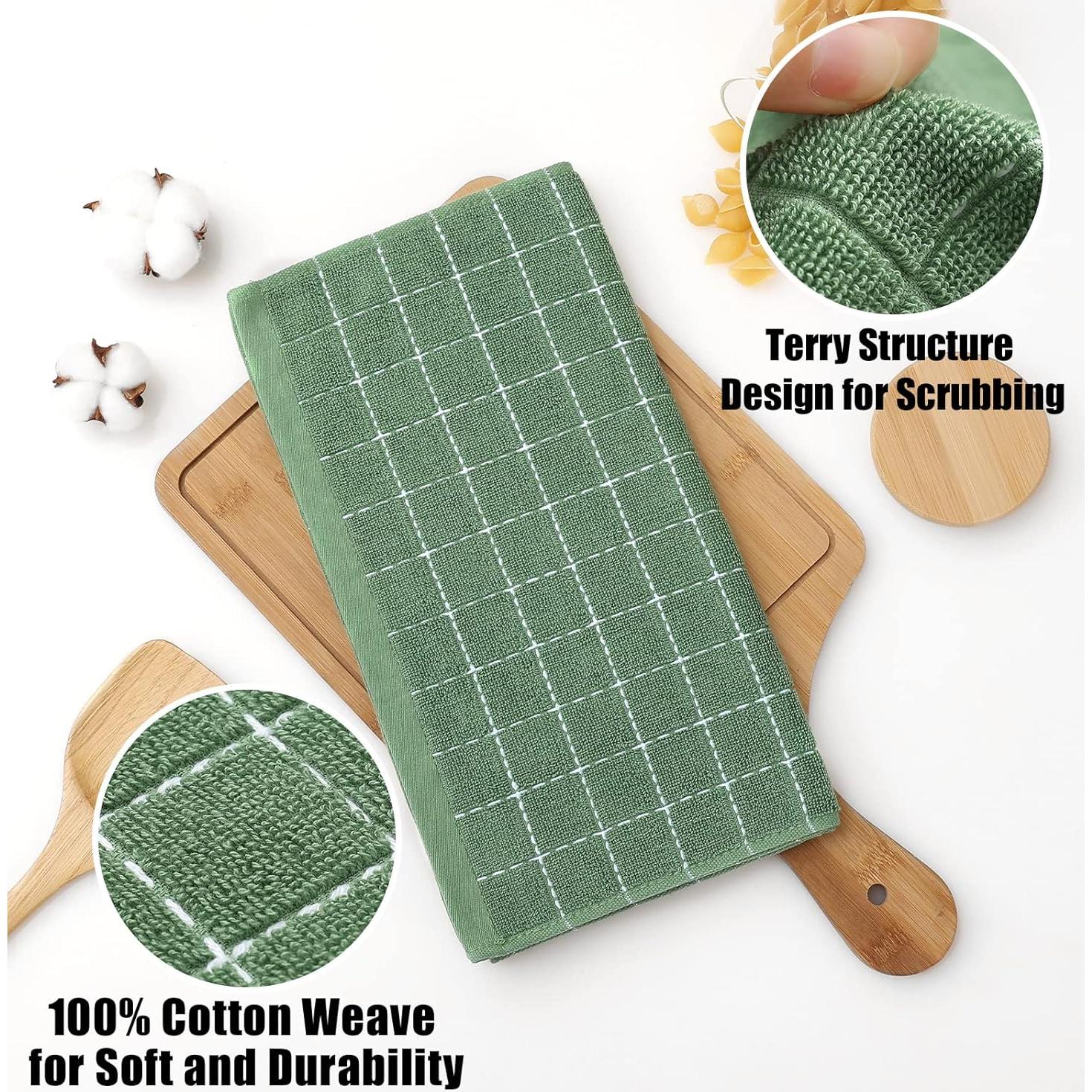 Toallas de Cocina Homaxy 100% Algodón Verde Hierba 30x30 cm - 6 Pzas