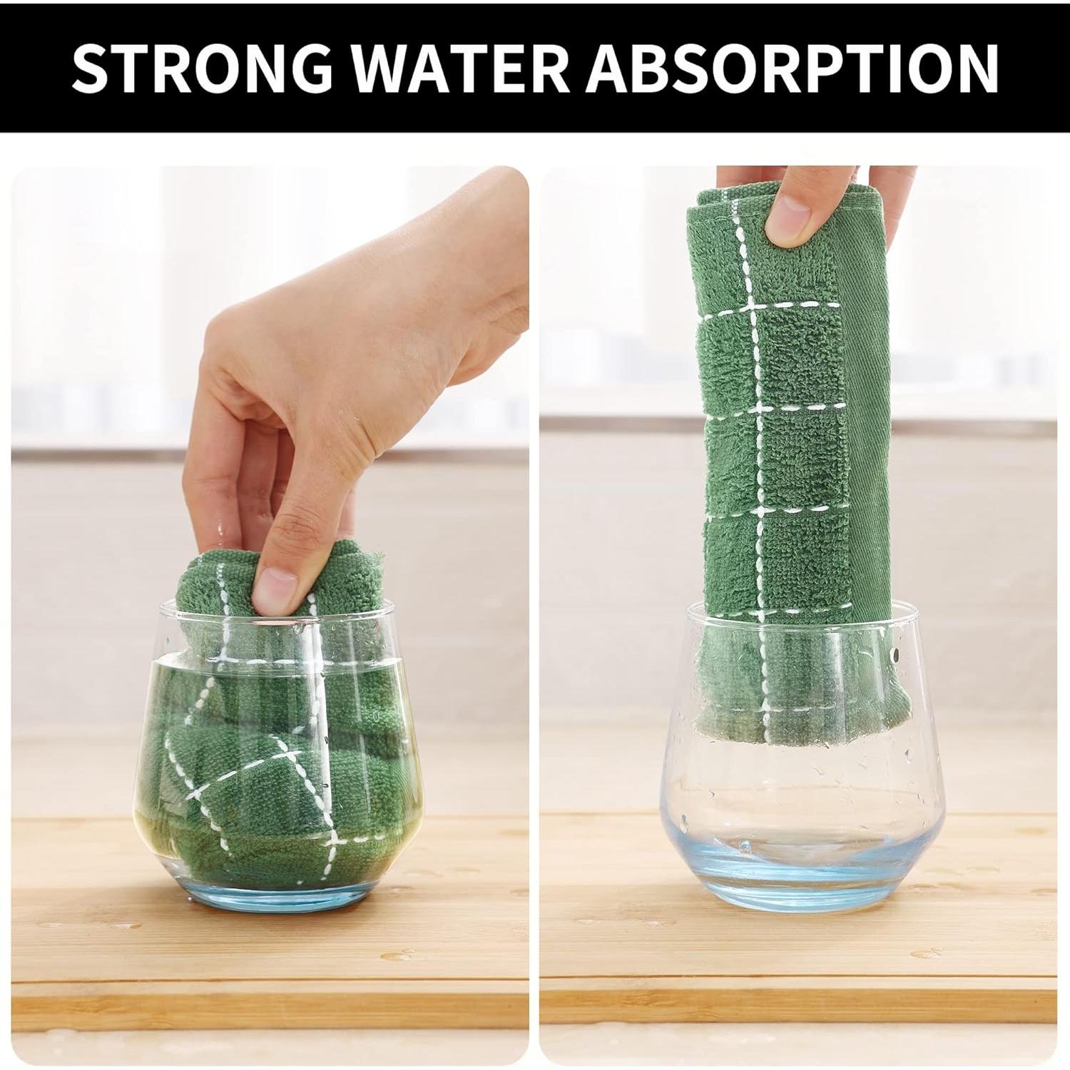 Toallas de Cocina Homaxy 100% Algodón Verde Hierba 30x30 cm - 6 Pzas