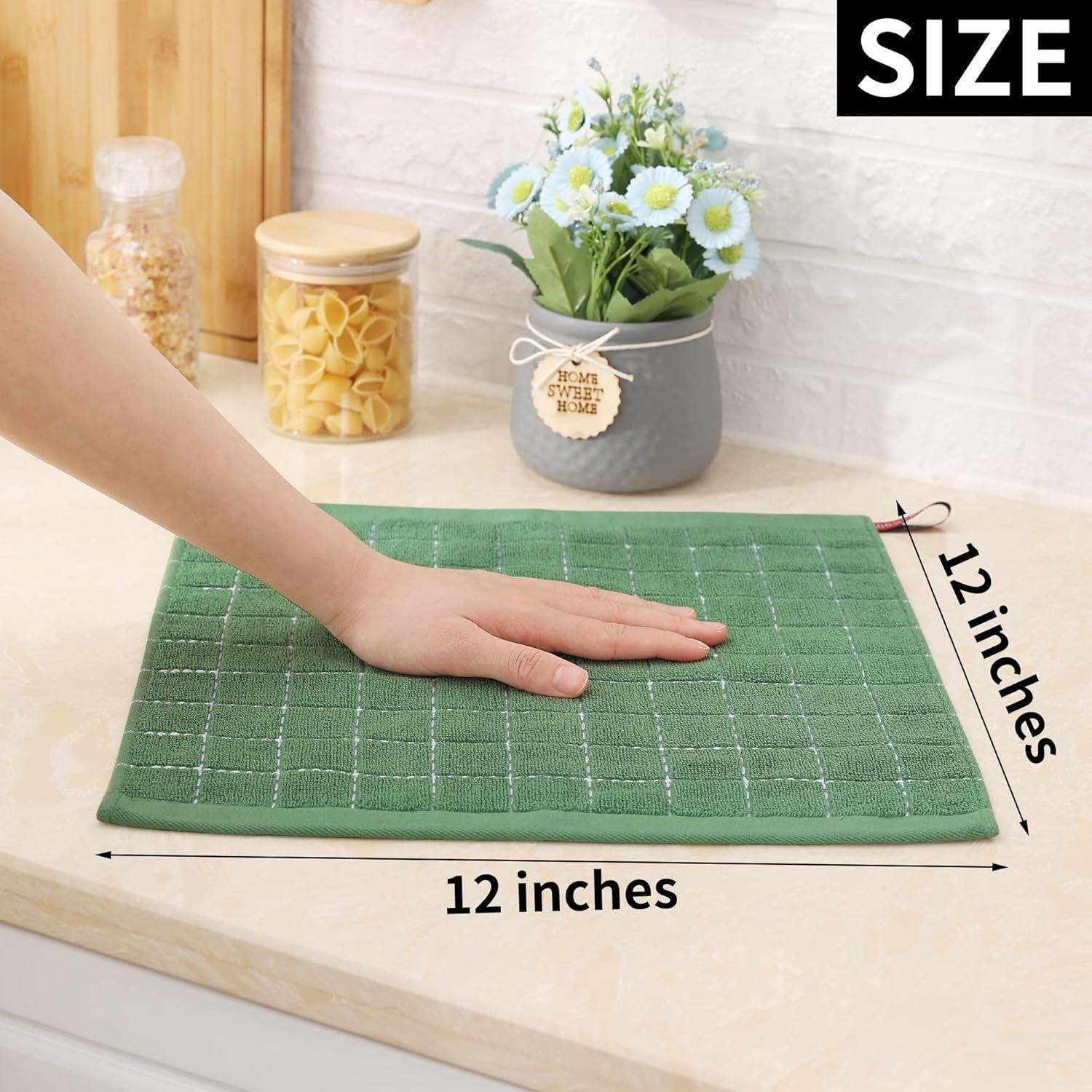 Toallas de Cocina Homaxy 100% Algodón Verde Hierba 30x30 cm - 6 Pzas