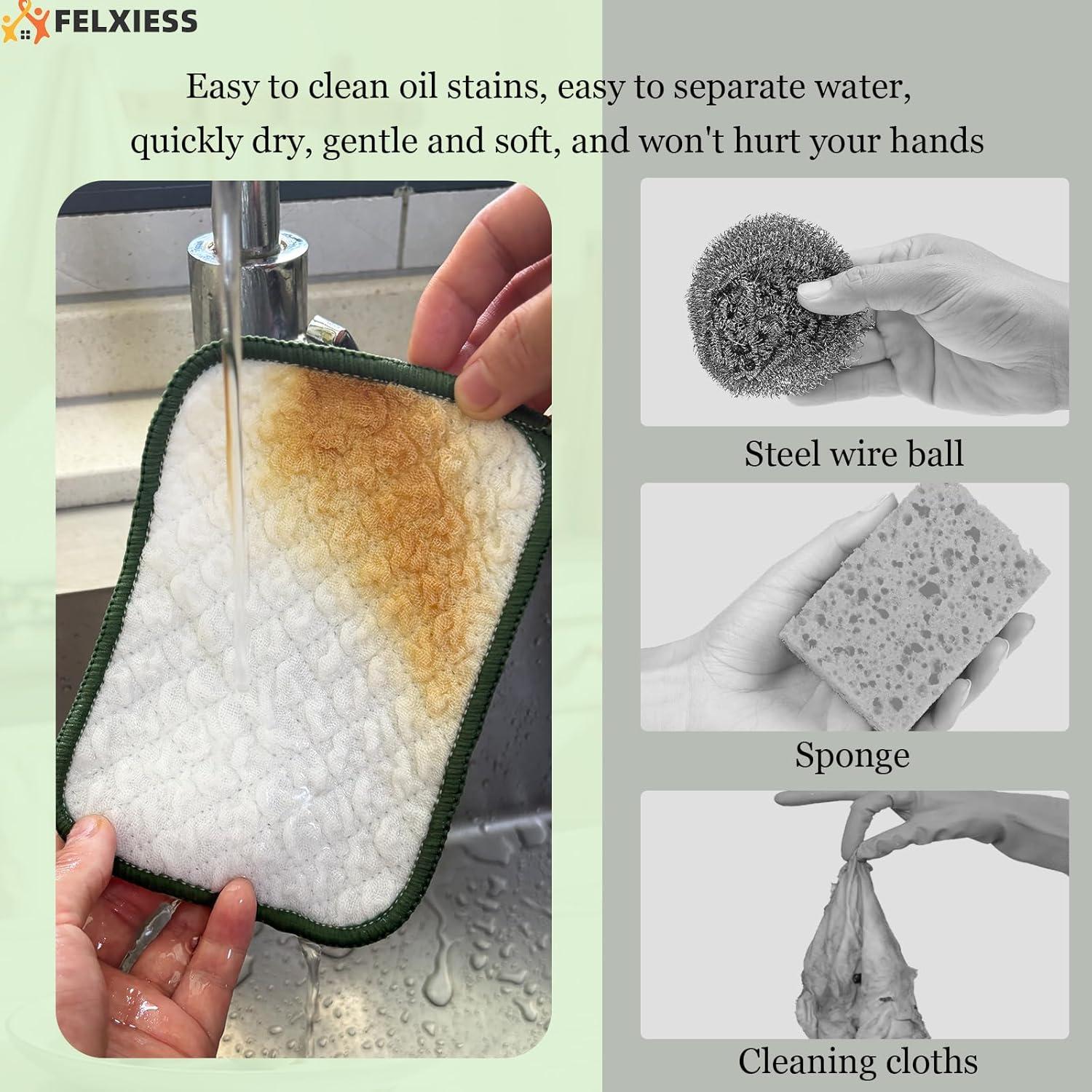 Paño de Limpieza Reutilizable FELXIESS 6 Pcs Secado Rápido