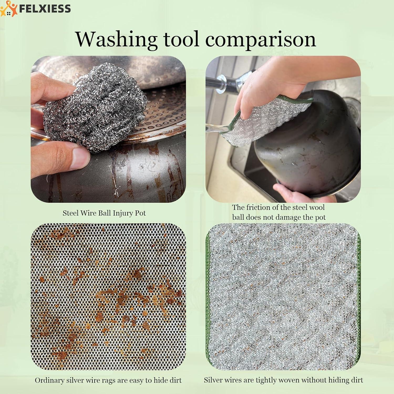 Paño de Limpieza Reutilizable FELXIESS 6 Pcs Secado Rápido