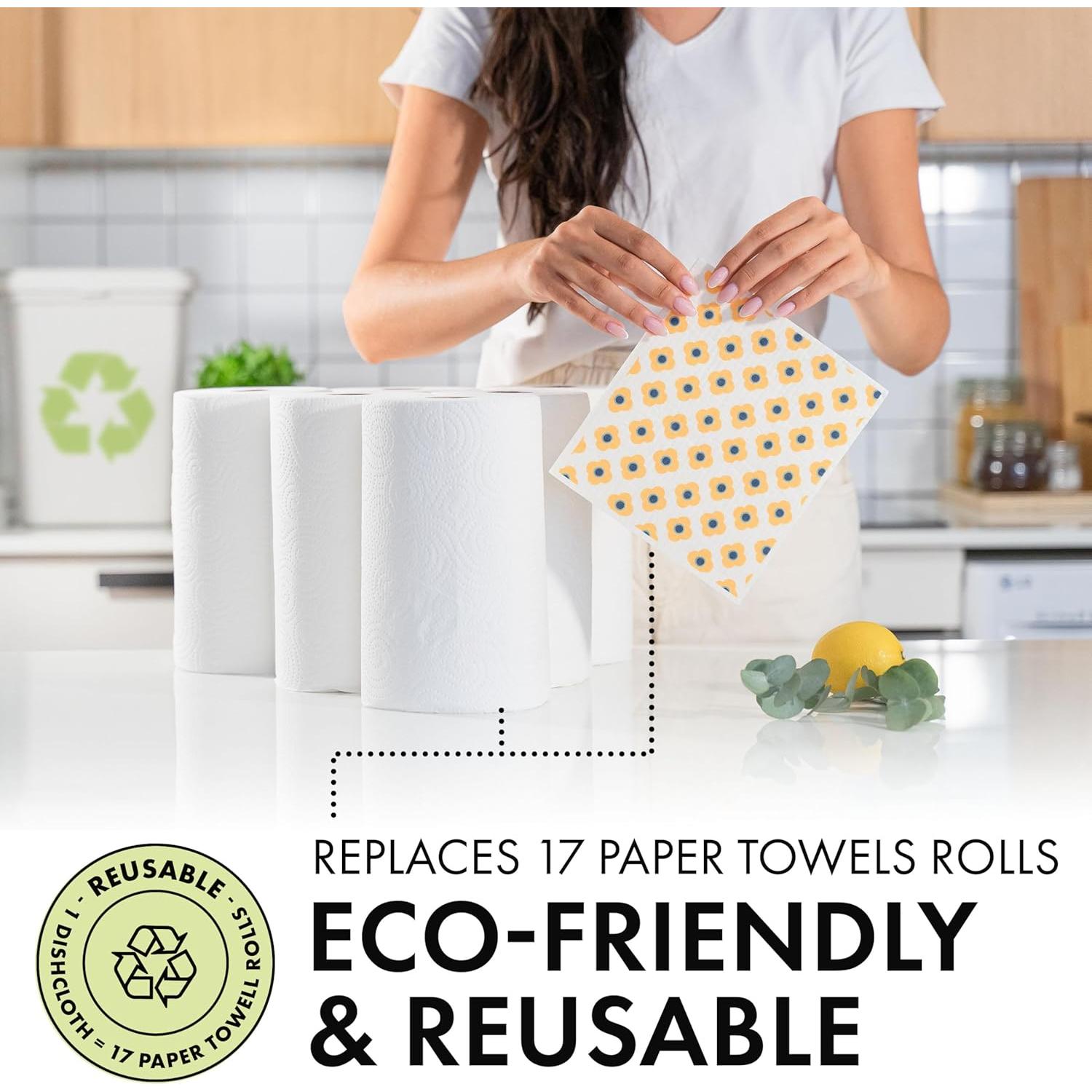 Paquete de 5 Paños de Cocina Suecos SUPERSCANDI - Biodegradables