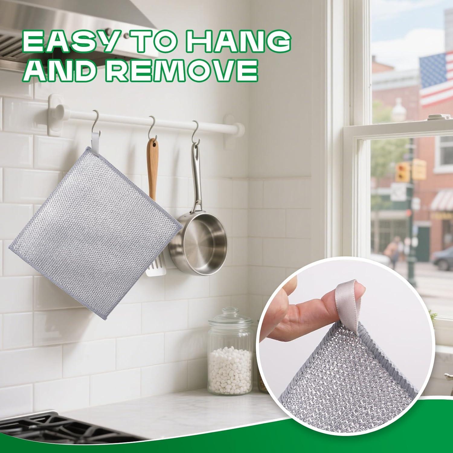 Paño de Cocina Reutilizable BrainKer 12 Pcs 3 Capas Plata