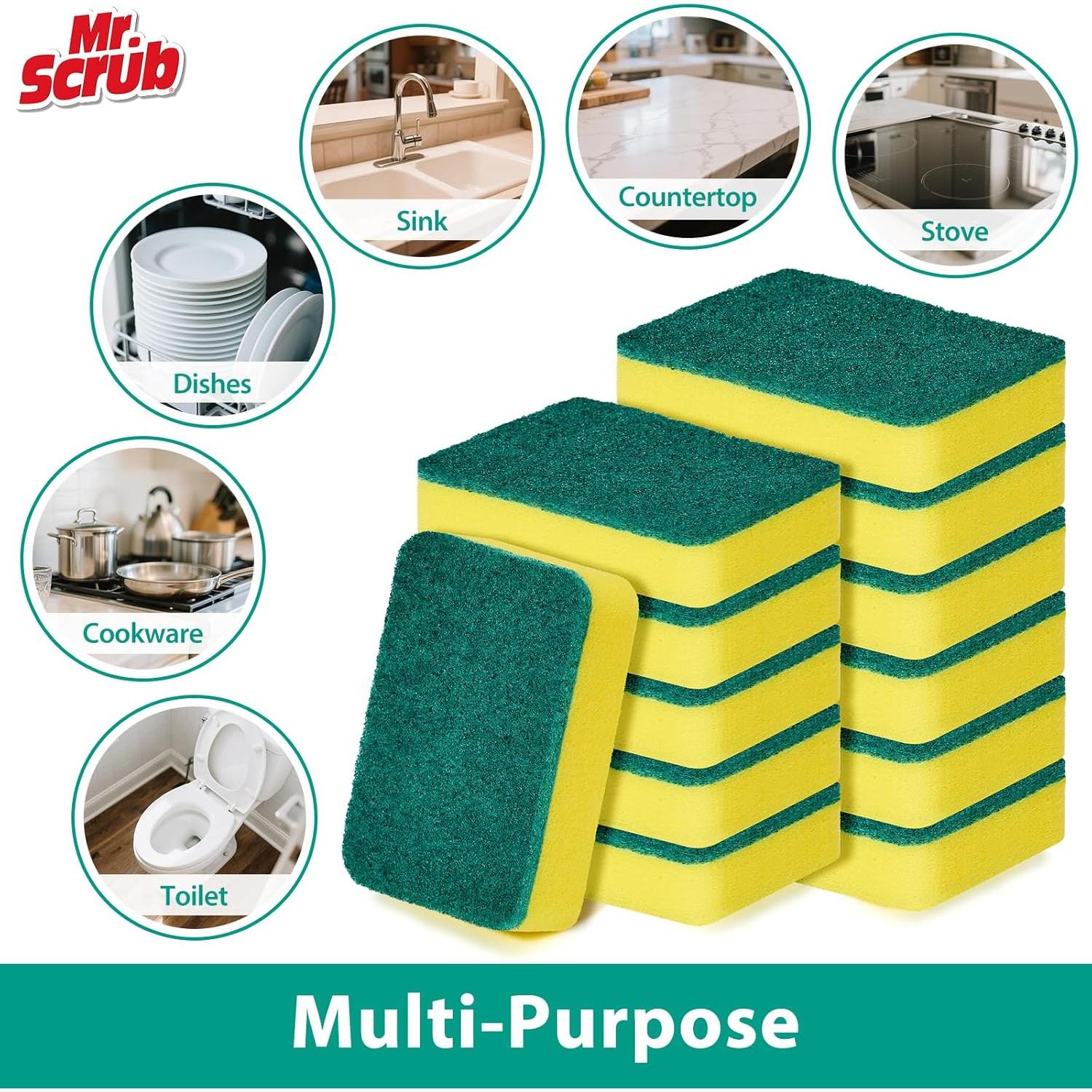 Esponjas de Cocina MR. SCRUB Paquete de 12 Multiusos 6.86x10.8 cm