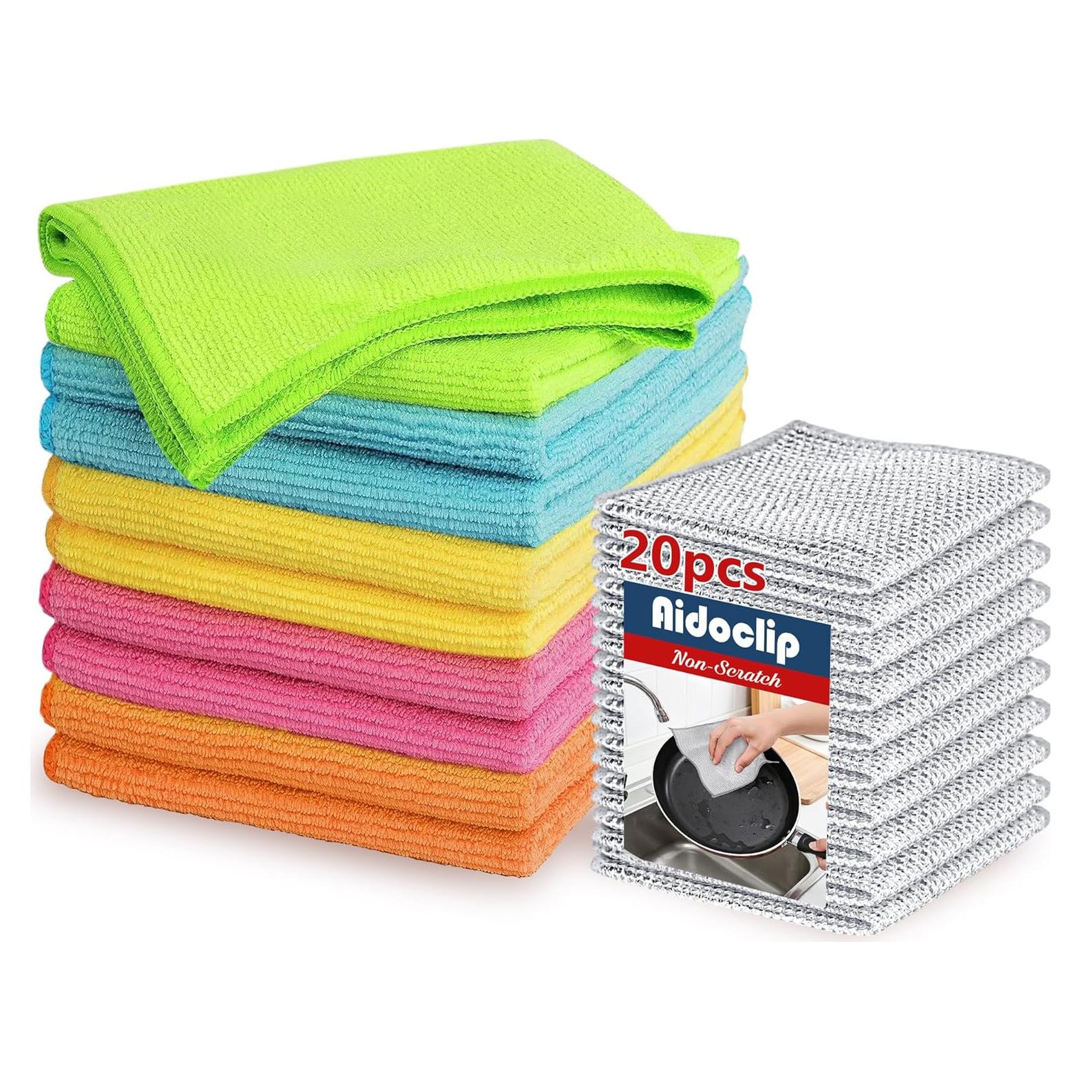 Juego de paños de cocina Aidoclip 20PCS microfibra multipropósito
