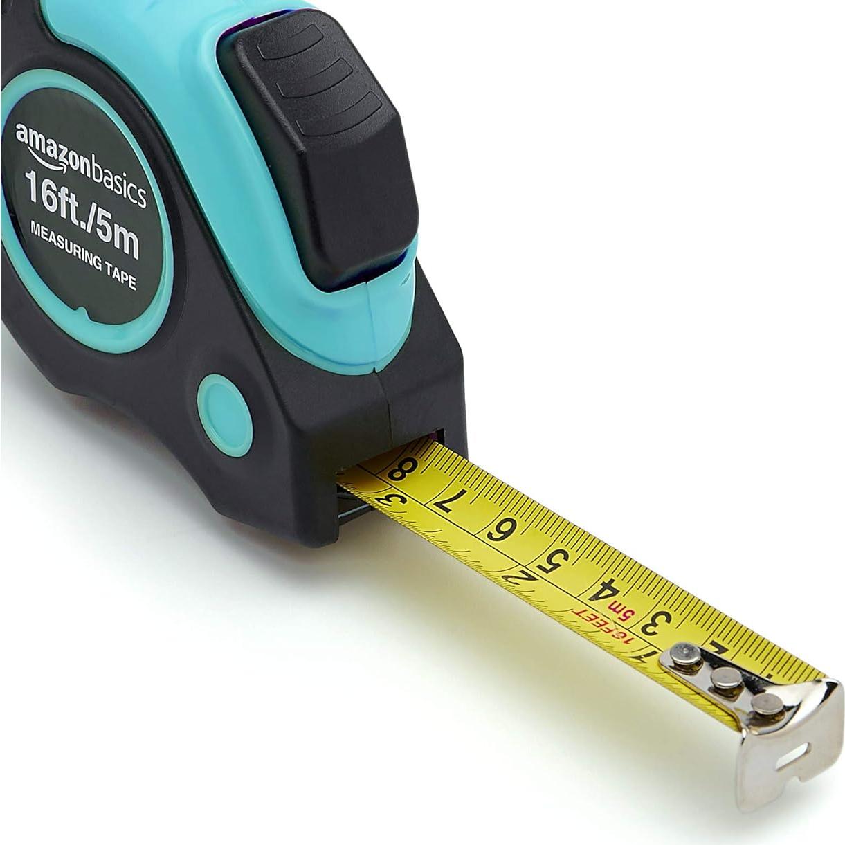 Cinta Métrica Amazon Basics 4.9 m Turquesa Retráctil