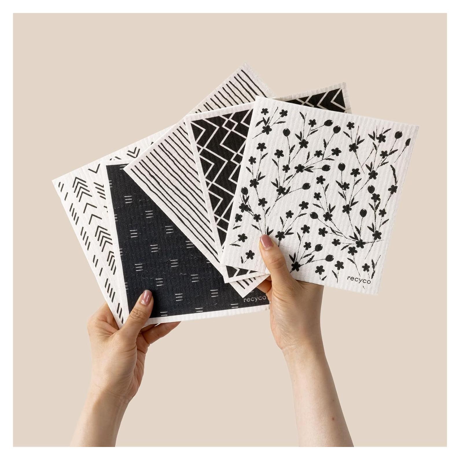 Paños de Cocina Suecos RECYCO | 5 Piezas Lavables 17.78x20.32 cm