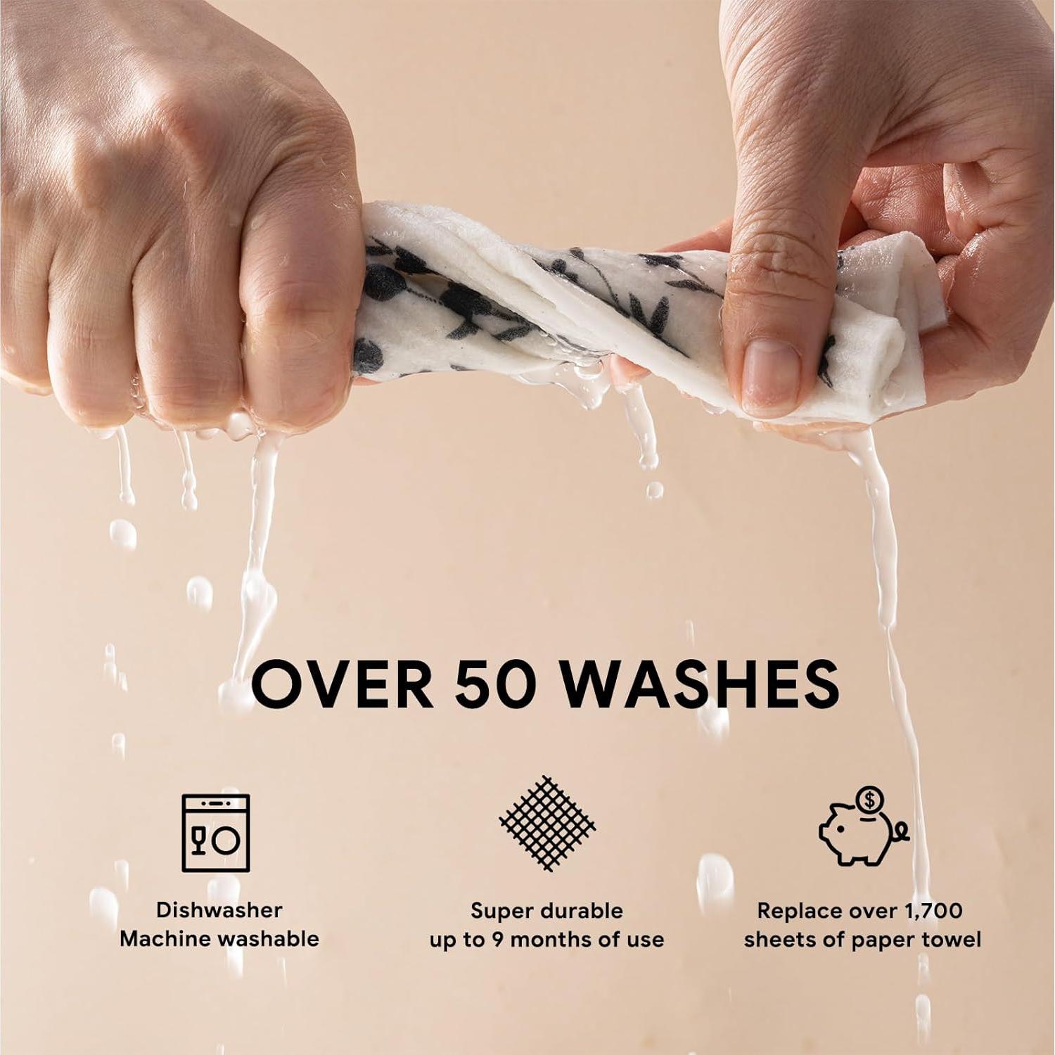 Paños de Cocina Suecos RECYCO | 5 Piezas Lavables 17.78x20.32 cm