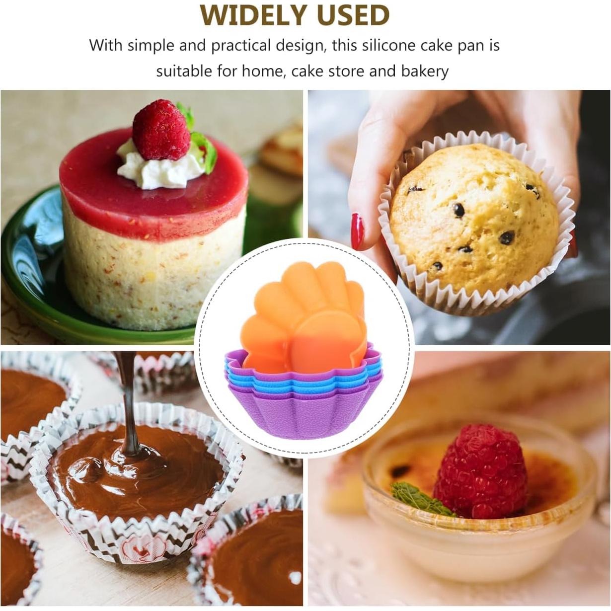 Moldes de Silicona Kichvoe 6Pcs para Muffins en Flor