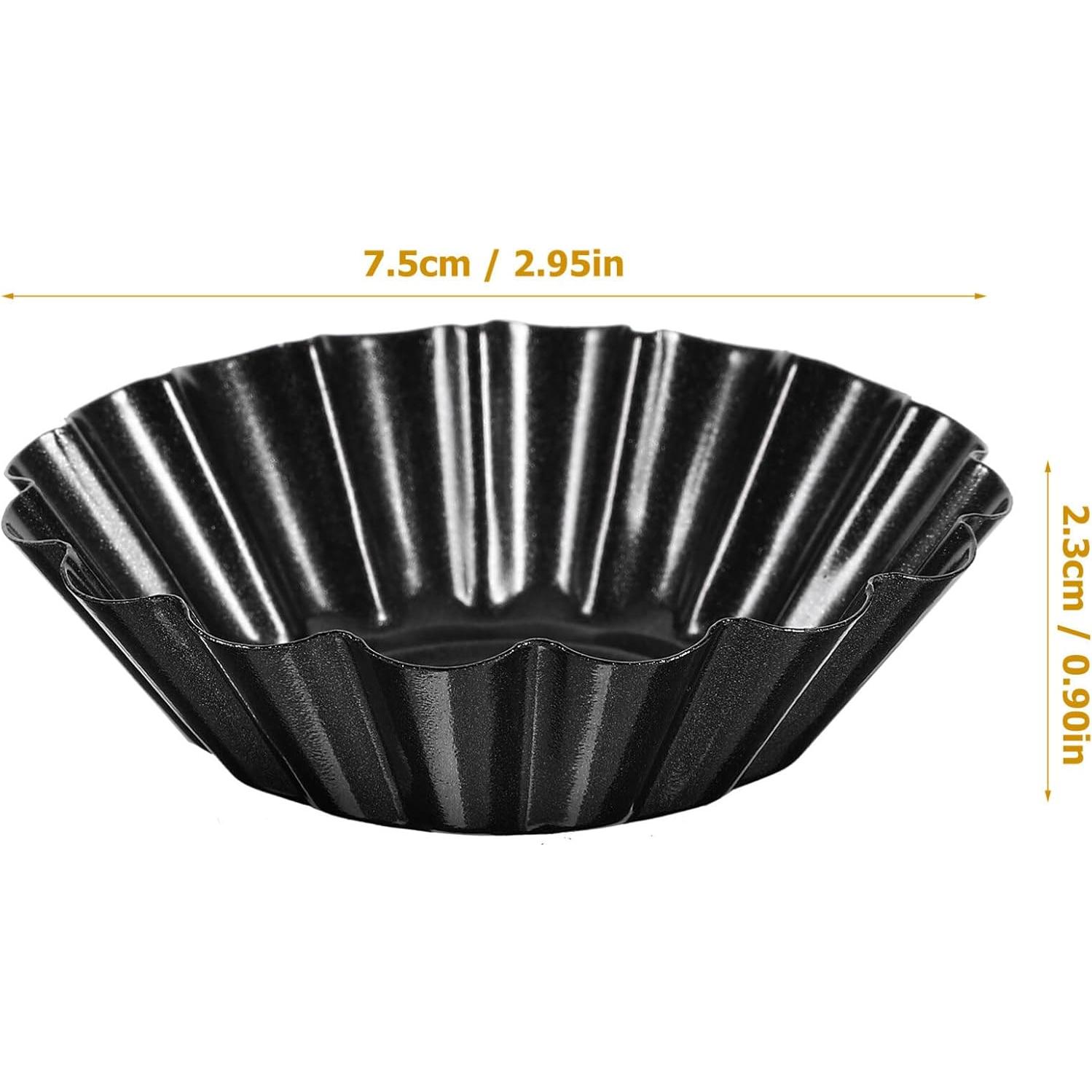 12 Moldes para Tartas de Huevo Hemoton Acero al Carbono 7.5cm