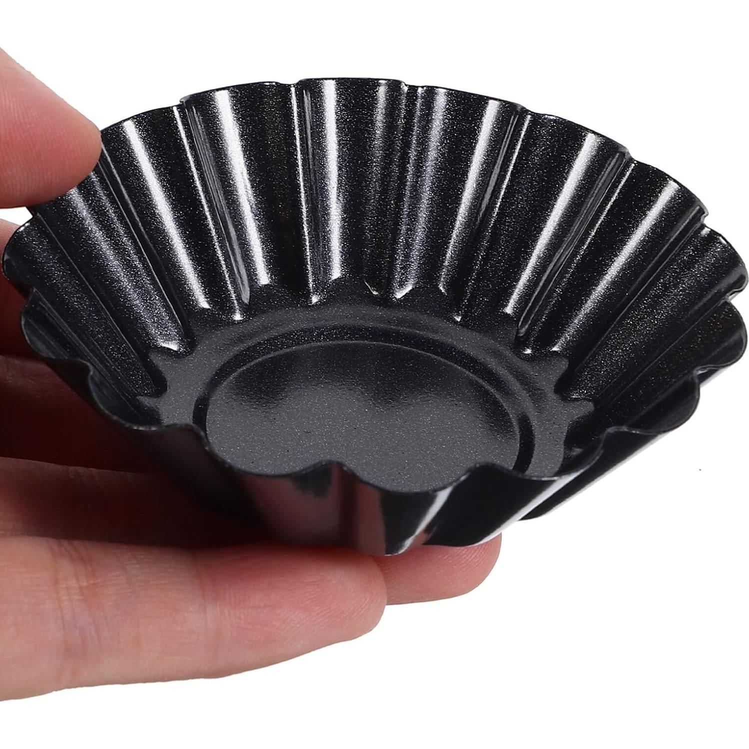 12 Moldes para Tartas de Huevo Hemoton Acero al Carbono 7.5cm