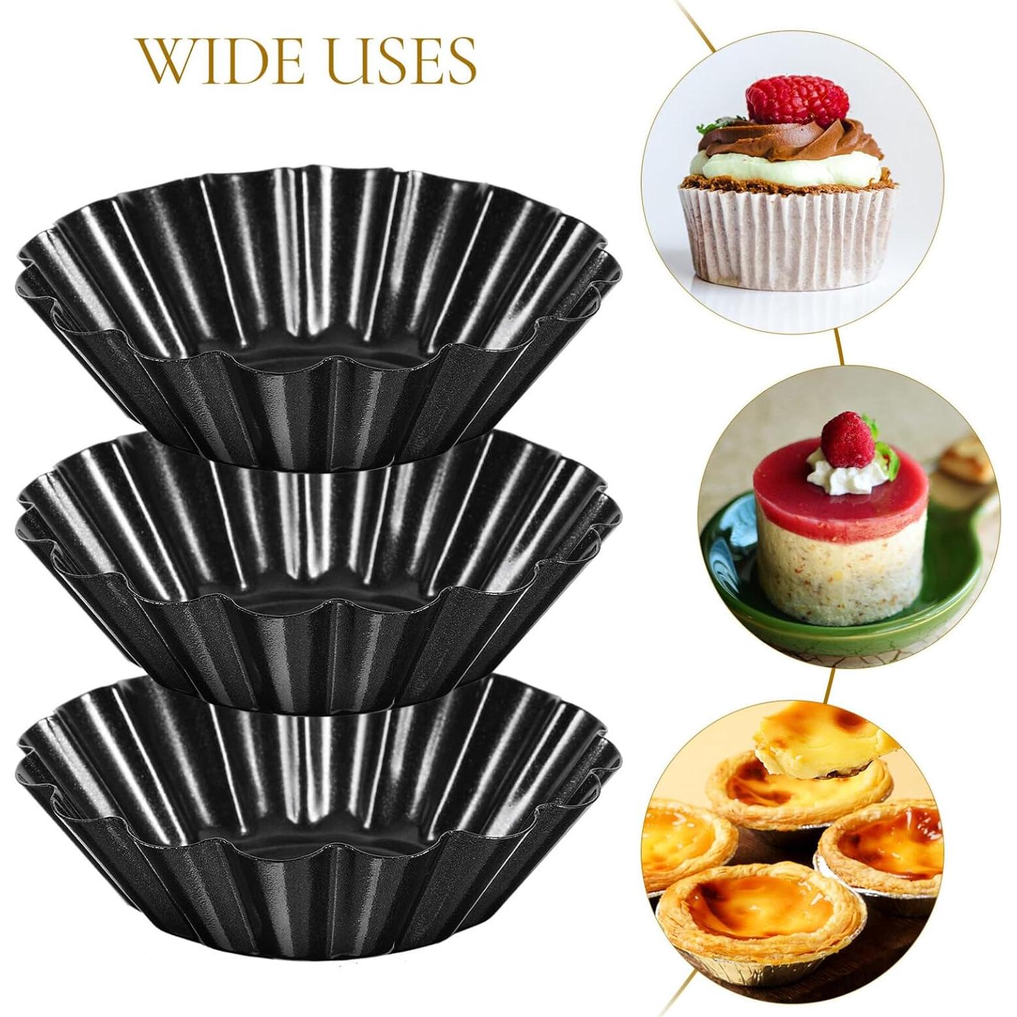 12 Moldes para Tartas de Huevo Hemoton Acero al Carbono 7.5cm