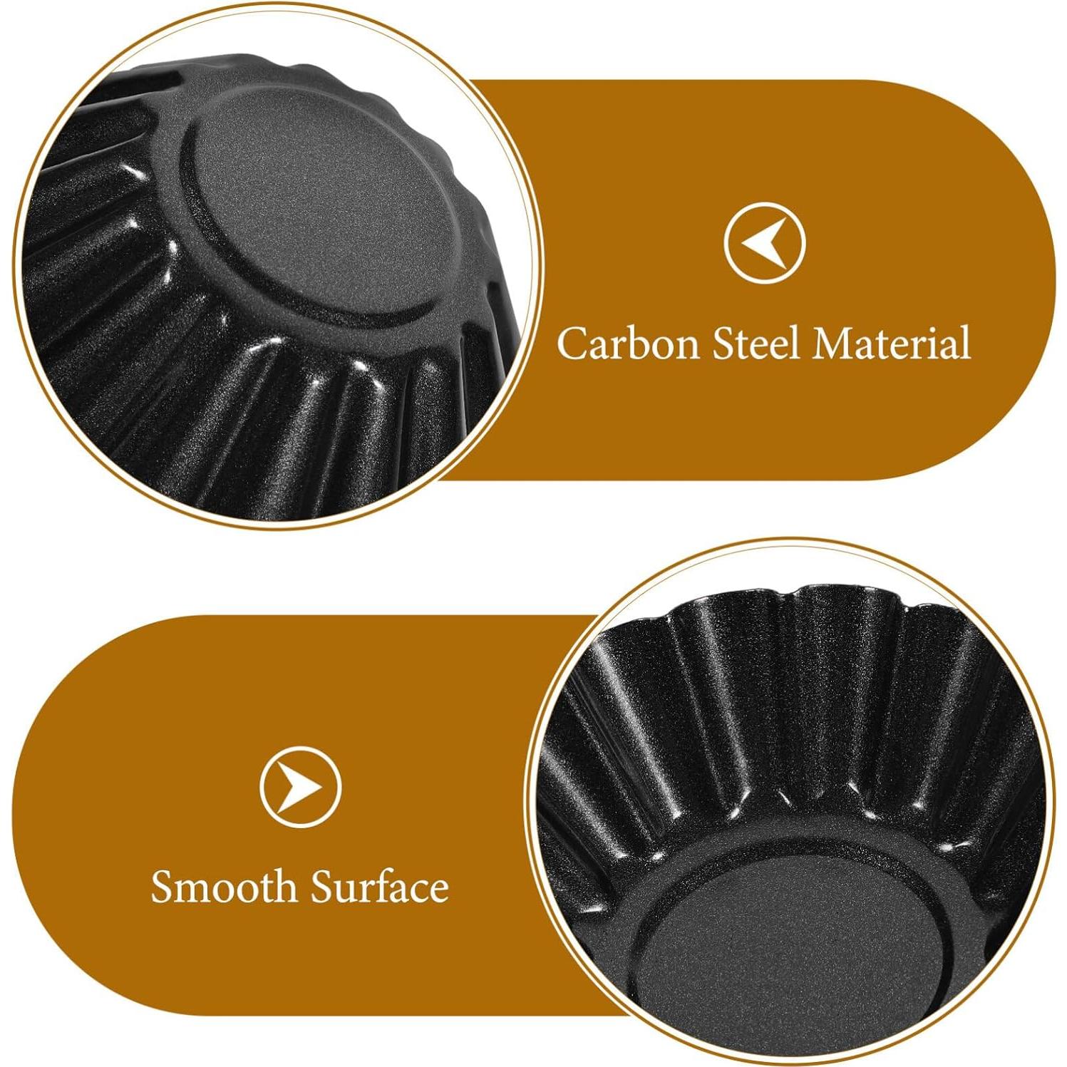 12 Moldes para Tartas de Huevo Hemoton Acero al Carbono 7.5cm