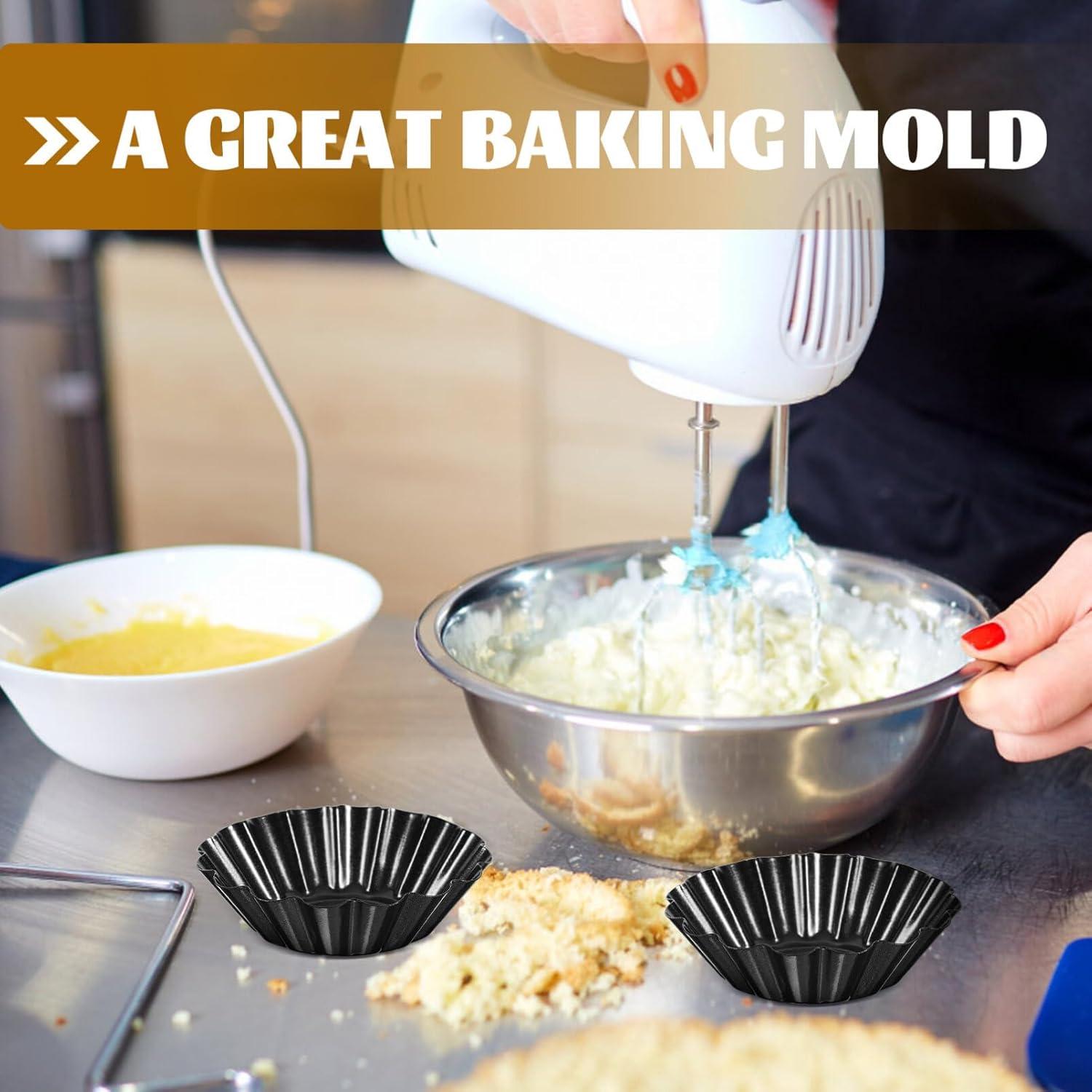 12 Moldes para Tartas de Huevo Hemoton Acero al Carbono 7.5cm