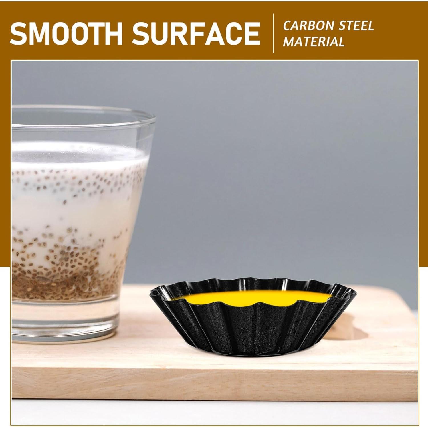 12 Moldes para Tartas de Huevo Hemoton Acero al Carbono 7.5cm