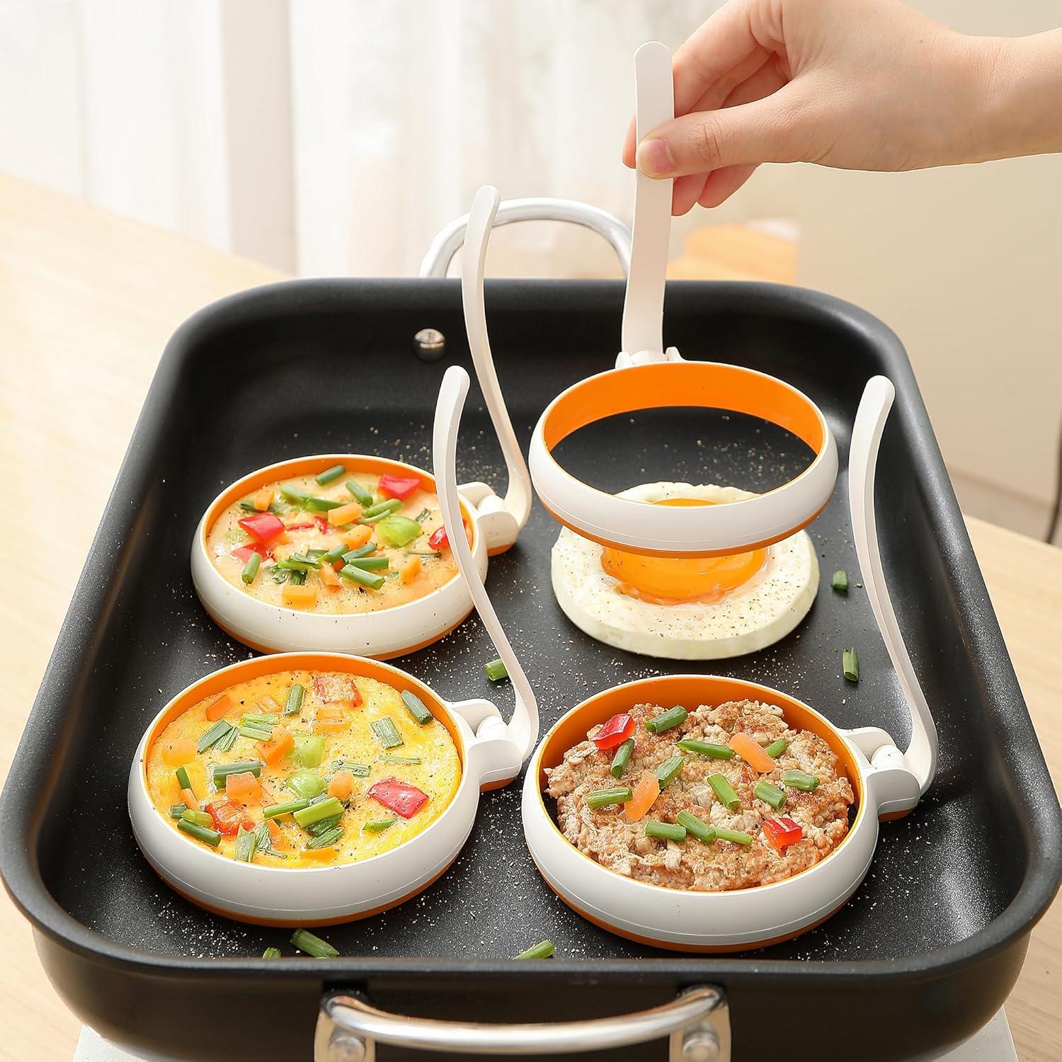Juego de 4 Anillos de Silicona para Cocinar Huevos GAGAQI