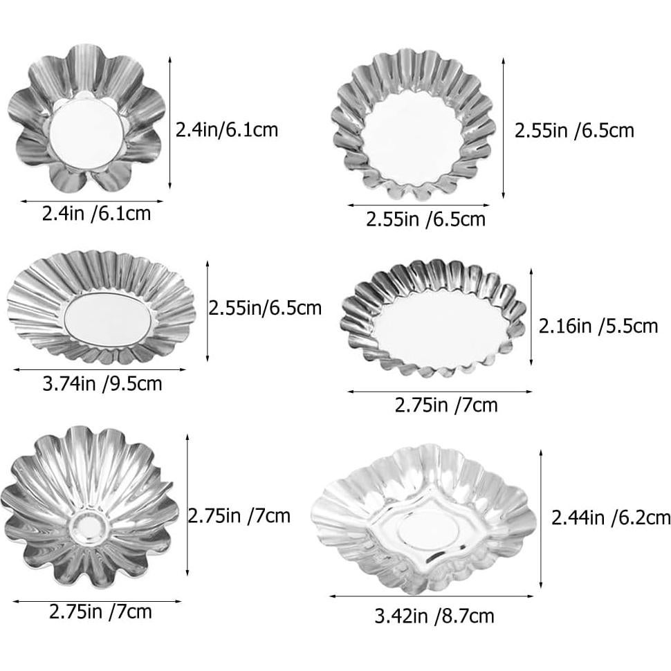 30 Moldes para Tartas Hemoton de Acero Inoxidable 6-9cm