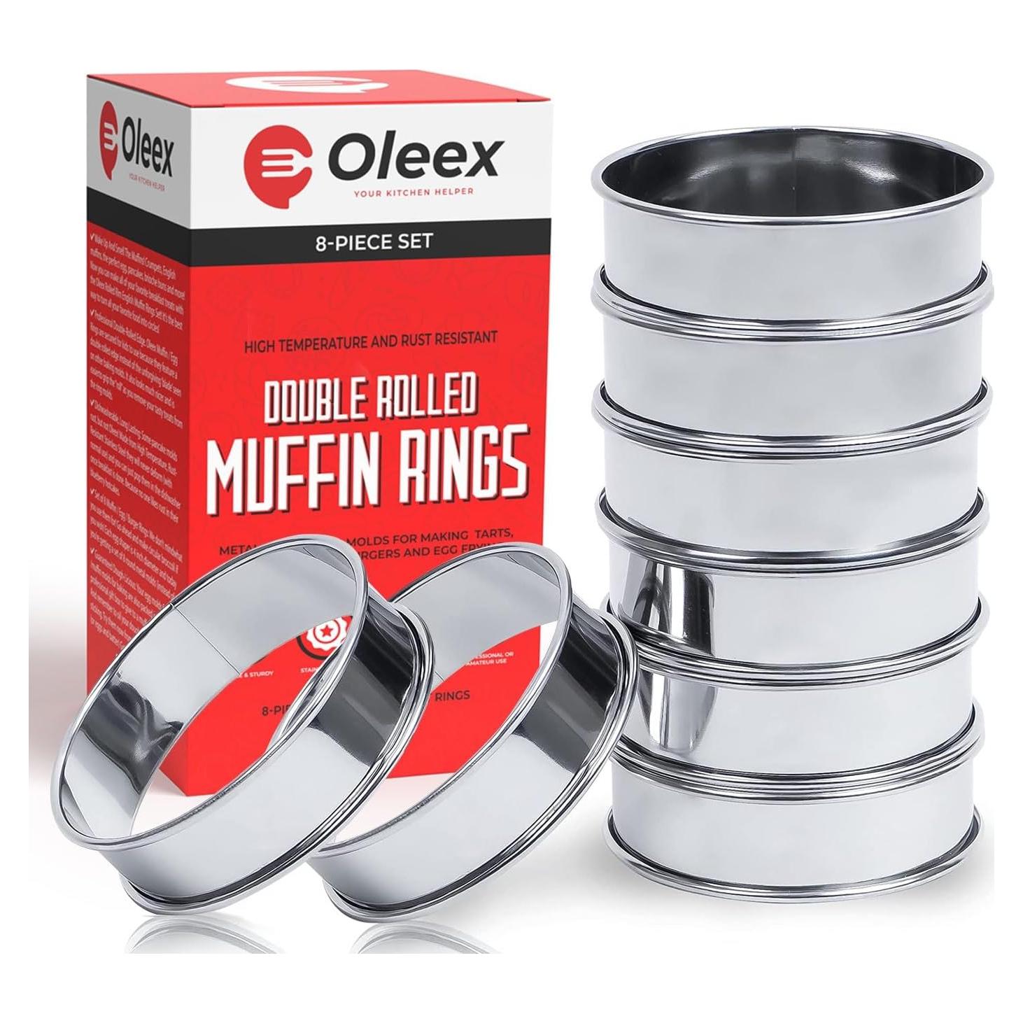 Juego de 8 Anillos para Muffin Oleex 10cm Acero Inoxidable