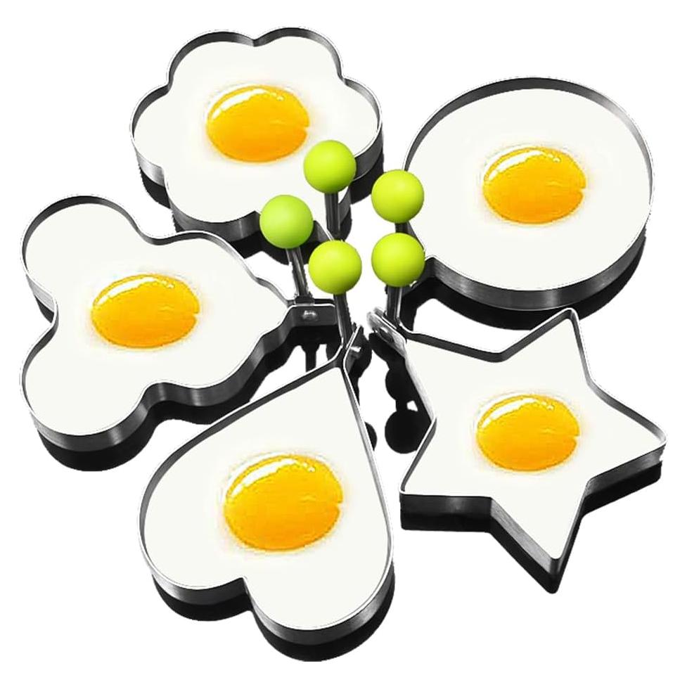 Moldes de Anillo de Huevo GZMAISULEE - Acero Inoxidable, 5 Piezas