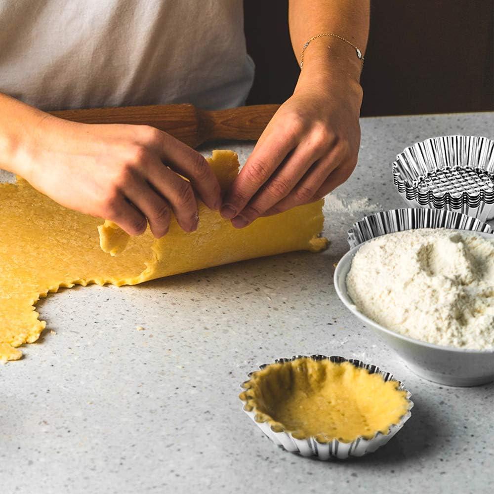 20 Moldes para Tartas Redondos Amytalk 9.5cm Acero Inoxidable