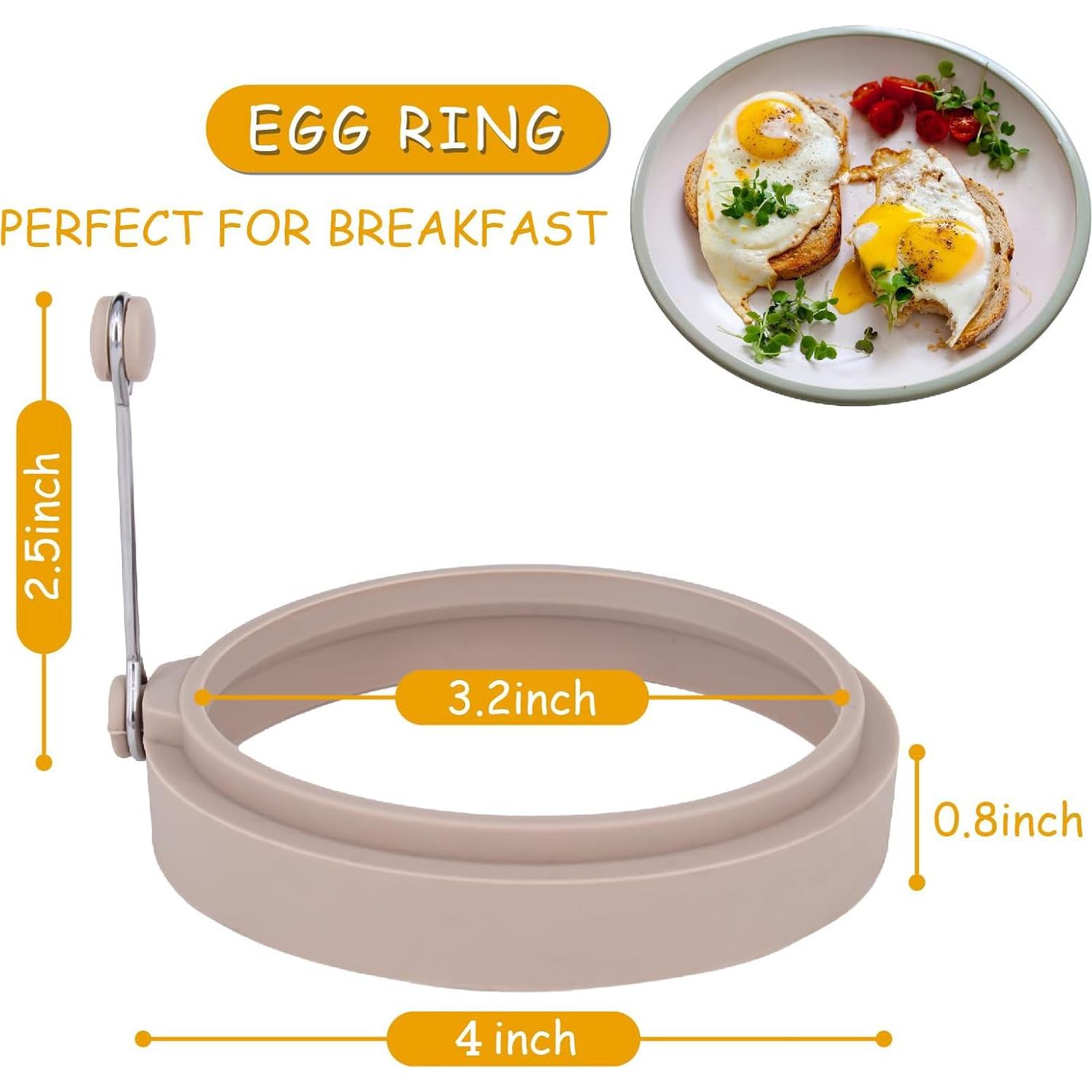 Set de 4 Anillos de Huevo de Silicona YOLCAR 10 cm Antiadherente