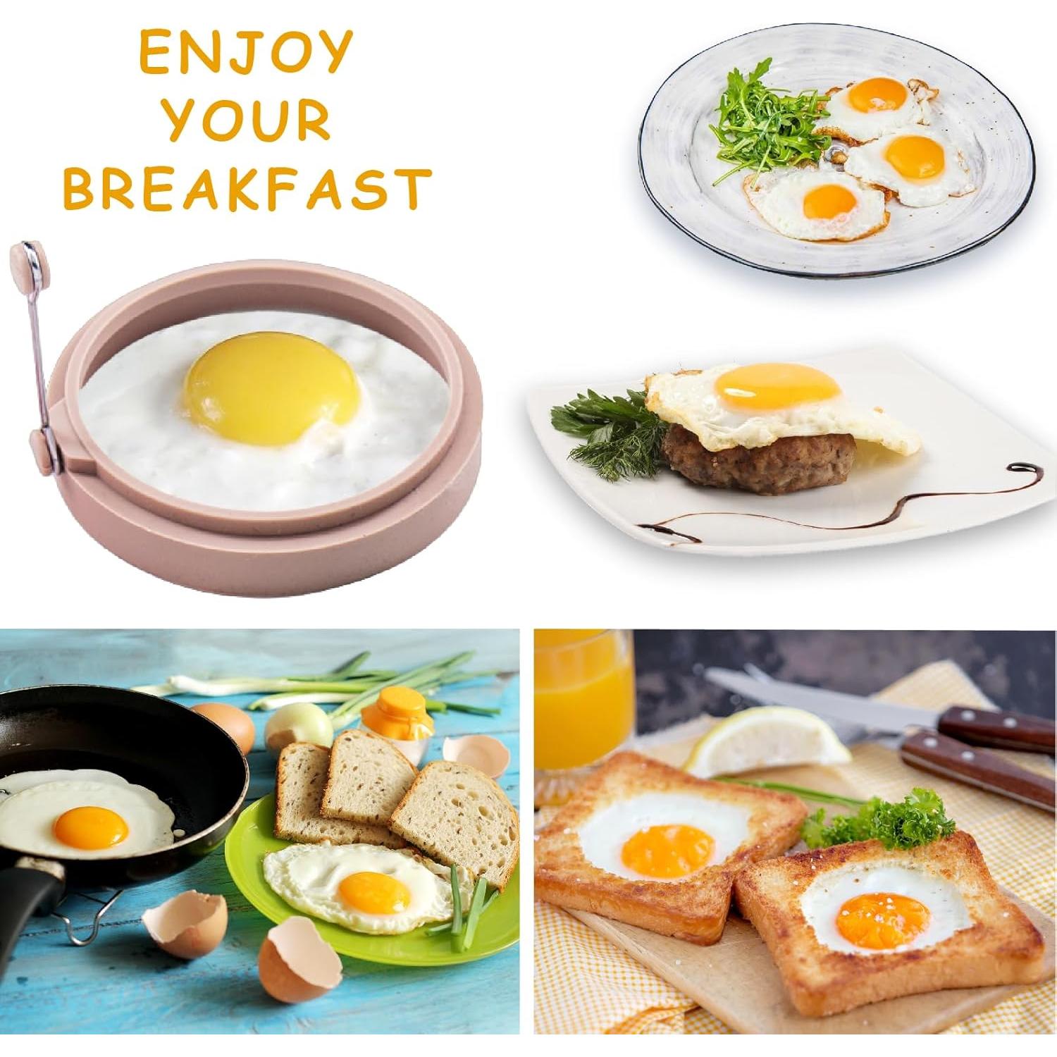 Set de 4 Anillos de Huevo de Silicona YOLCAR 10 cm Antiadherente