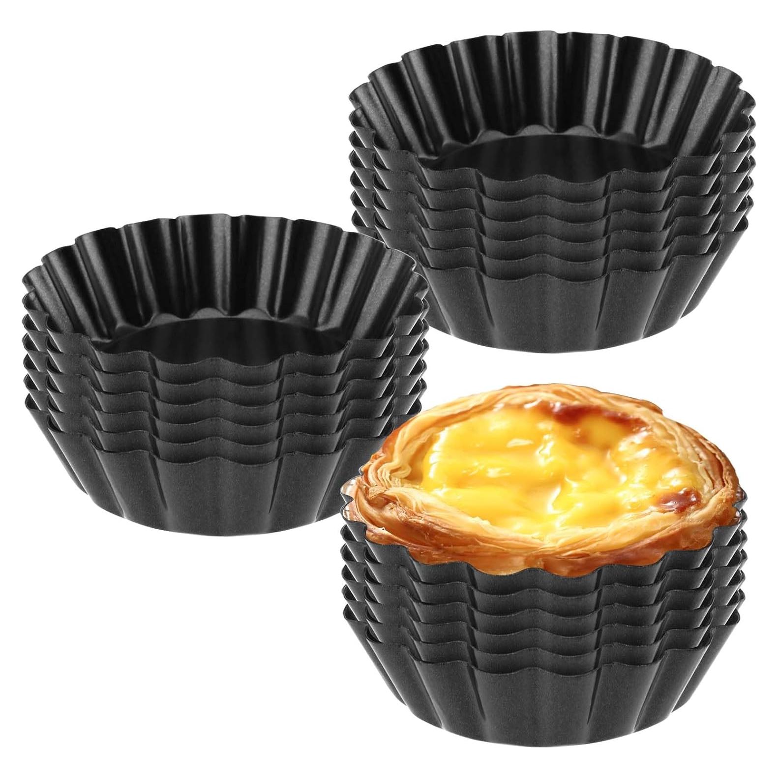 18 Moldes para Tartas de Huevo SENJEOK 8cm Fondo Desmontable