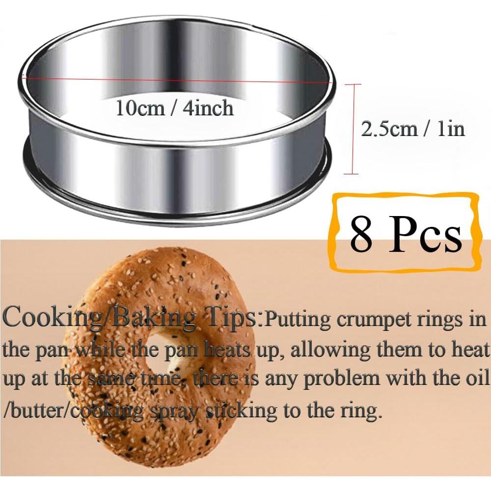 Anillos para Muffin Inglés KUAYB 8 Piezas 10 cm Acero Inoxidable