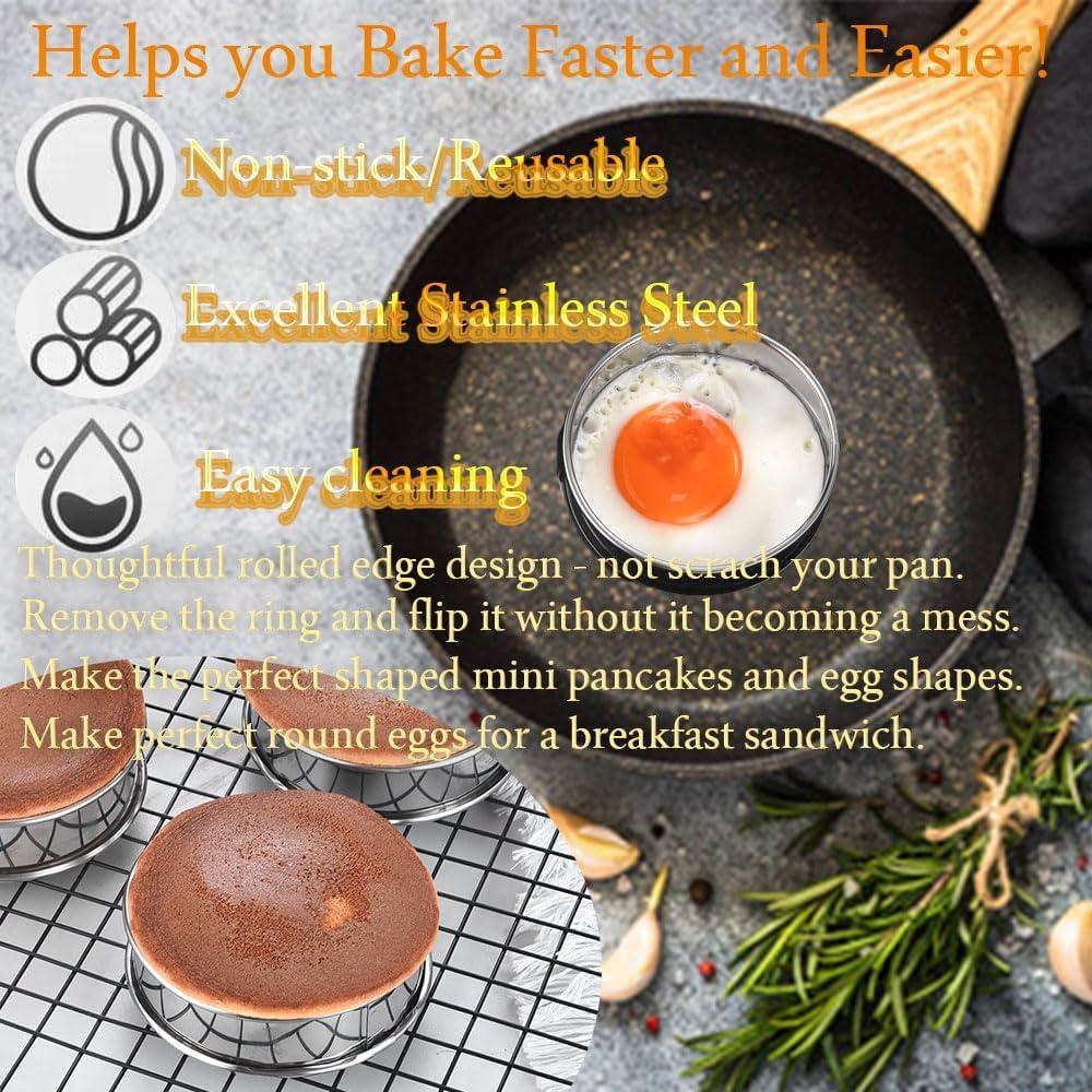 Anillos para Muffin Inglés KUAYB 8 Piezas 10 cm Acero Inoxidable