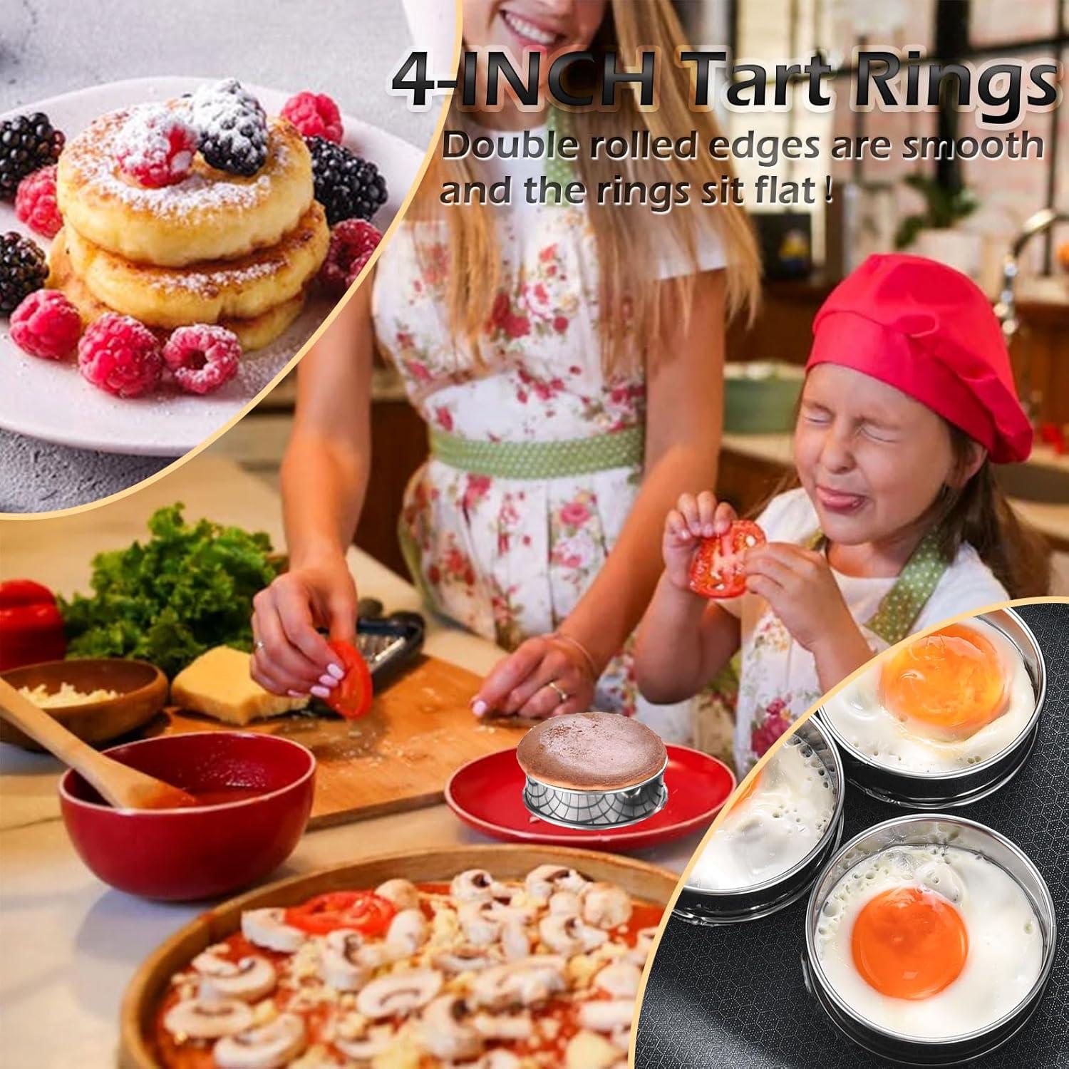 Anillos para Muffin Inglés KUAYB 8 Piezas 10 cm Acero Inoxidable