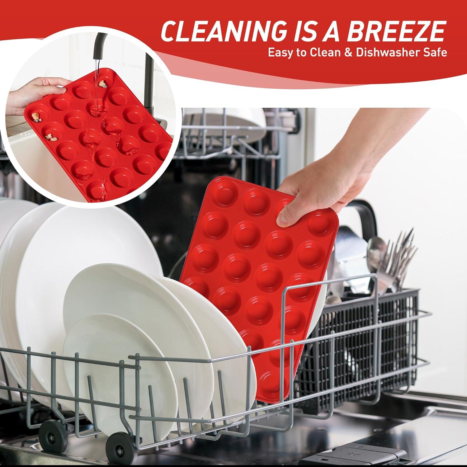 Molde de Silicona para Mini Muffins Socisen 24 Tazas Rojo