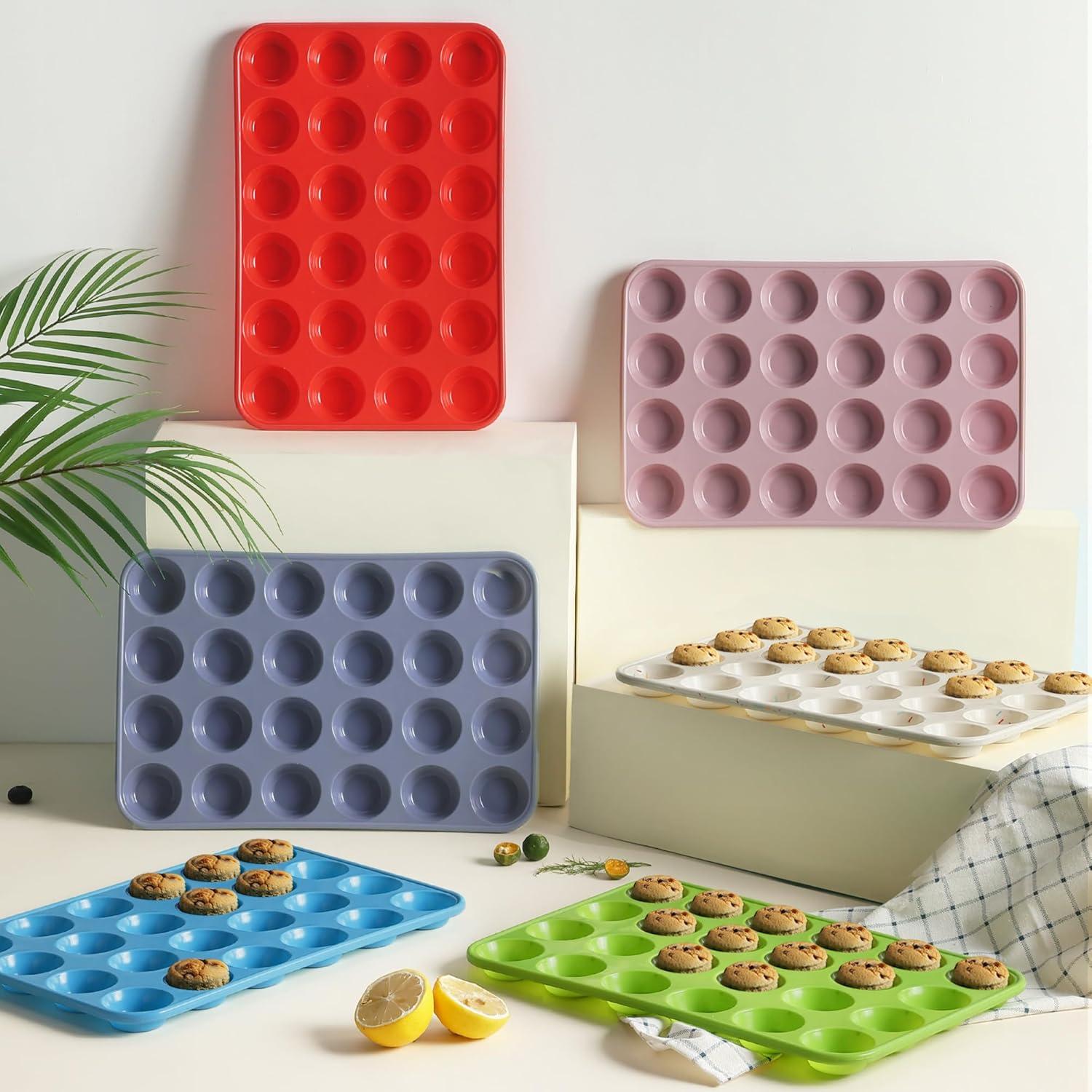 Molde de Silicona para Mini Muffins Socisen 24 Tazas Rojo