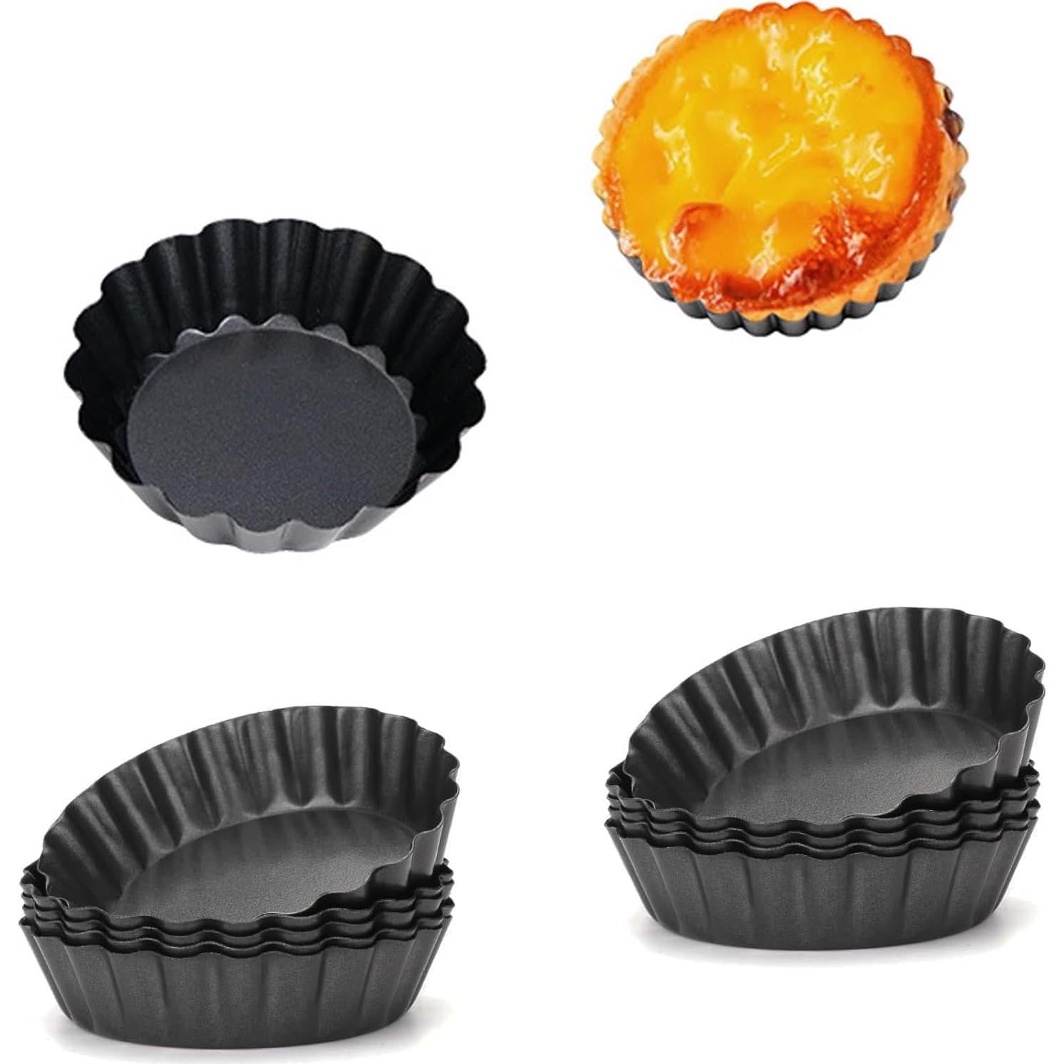 12 Moldes para Tartas de Huevo QJFCare 8 cm Antiadherente