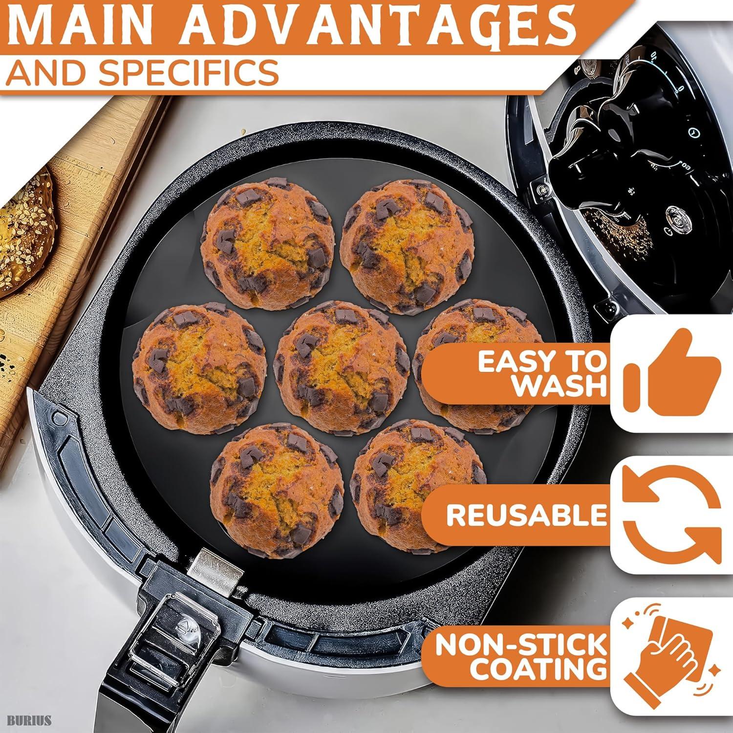 Molde de Muffin de Silicona BURIUS 7 Tazas Antiadherente Negro