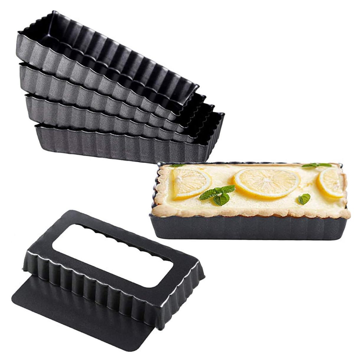 Juego de 6 Moldes para Tartas Rectangulares Goeielewe 4" Antiadherente