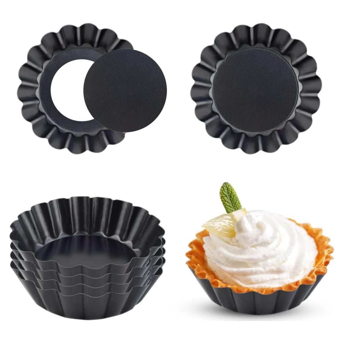 Juego de 4 Moldes para Tartas Yuntop 7.62 cm Acero al Carbono