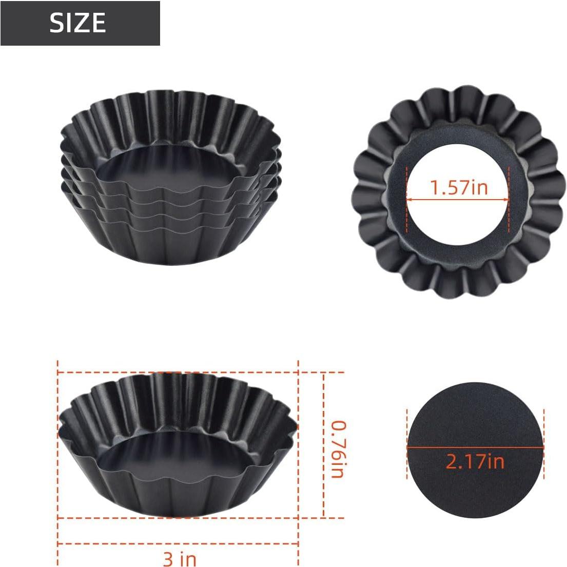 Juego de 4 Moldes para Tartas Yuntop 7.62 cm Acero al Carbono