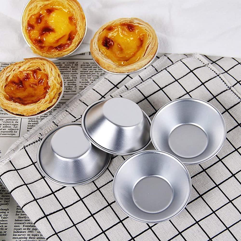 10 Moldes Redondos de Acero Inoxidable para Tartas de Huevo YO-yiHHG