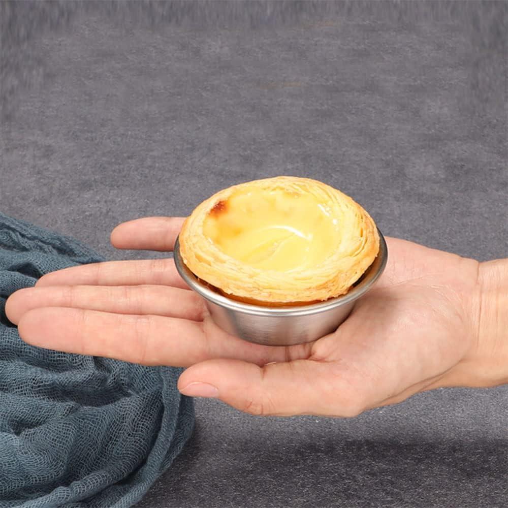 10 Moldes Redondos de Acero Inoxidable para Tartas de Huevo YO-yiHHG