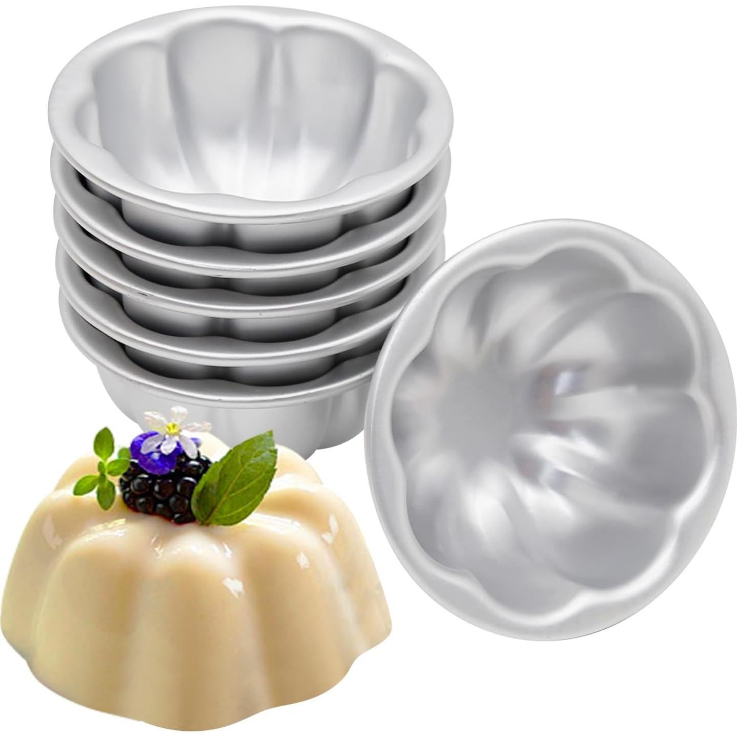 6 Moldes de Tartas de Huevo Vkinman Antiadherentes 8.9 cm