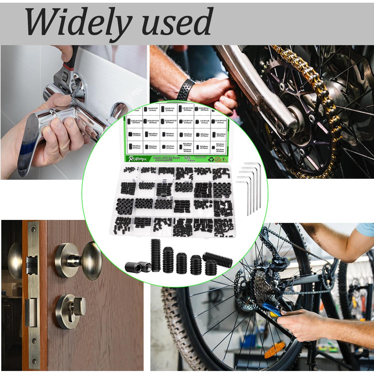 Kit de Tornillos de Fijación 535 PCS Métrico + SAE Ruibapa