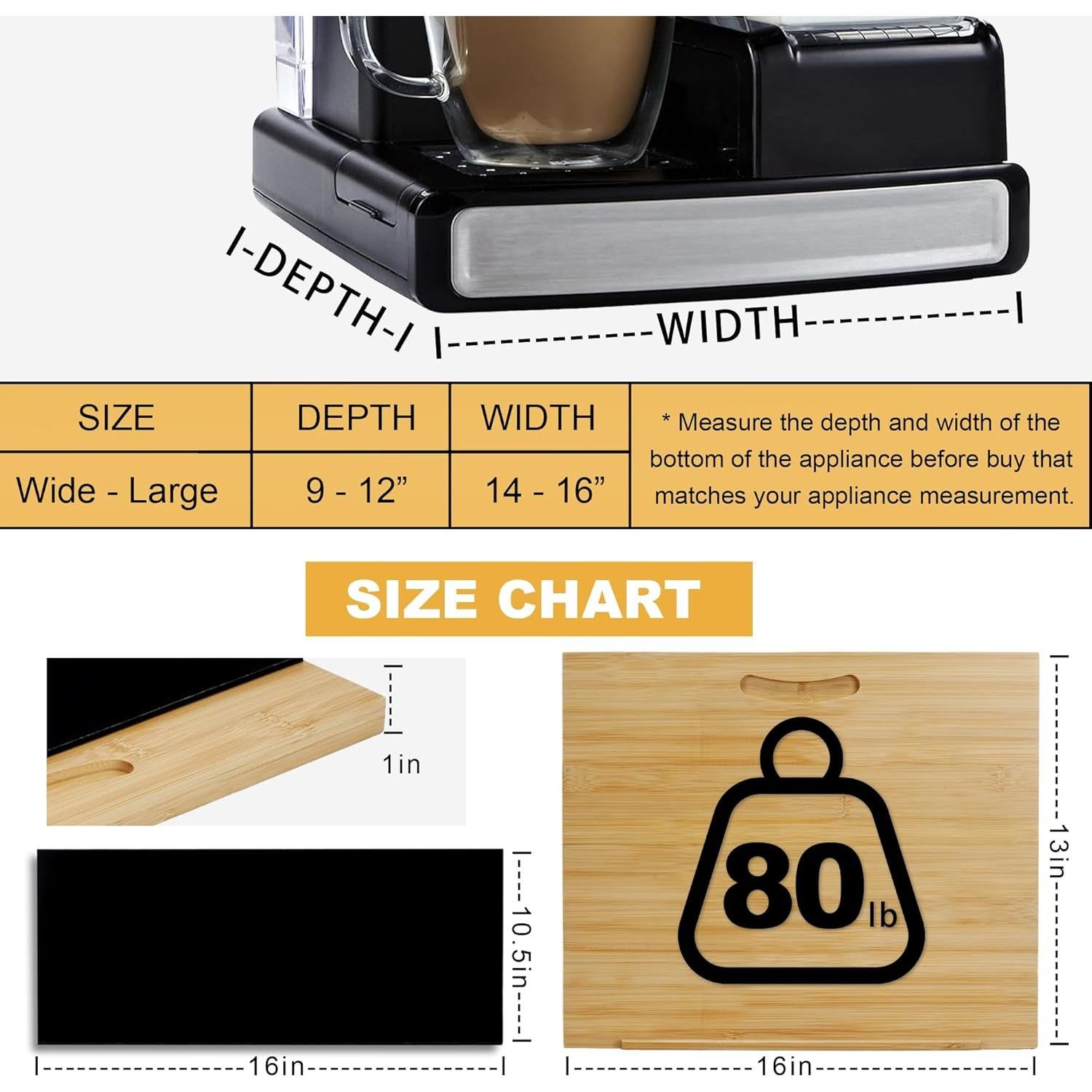 Bandeja Deslizante de Bambú MinBoo 40.64x33.02 cm para Cocina