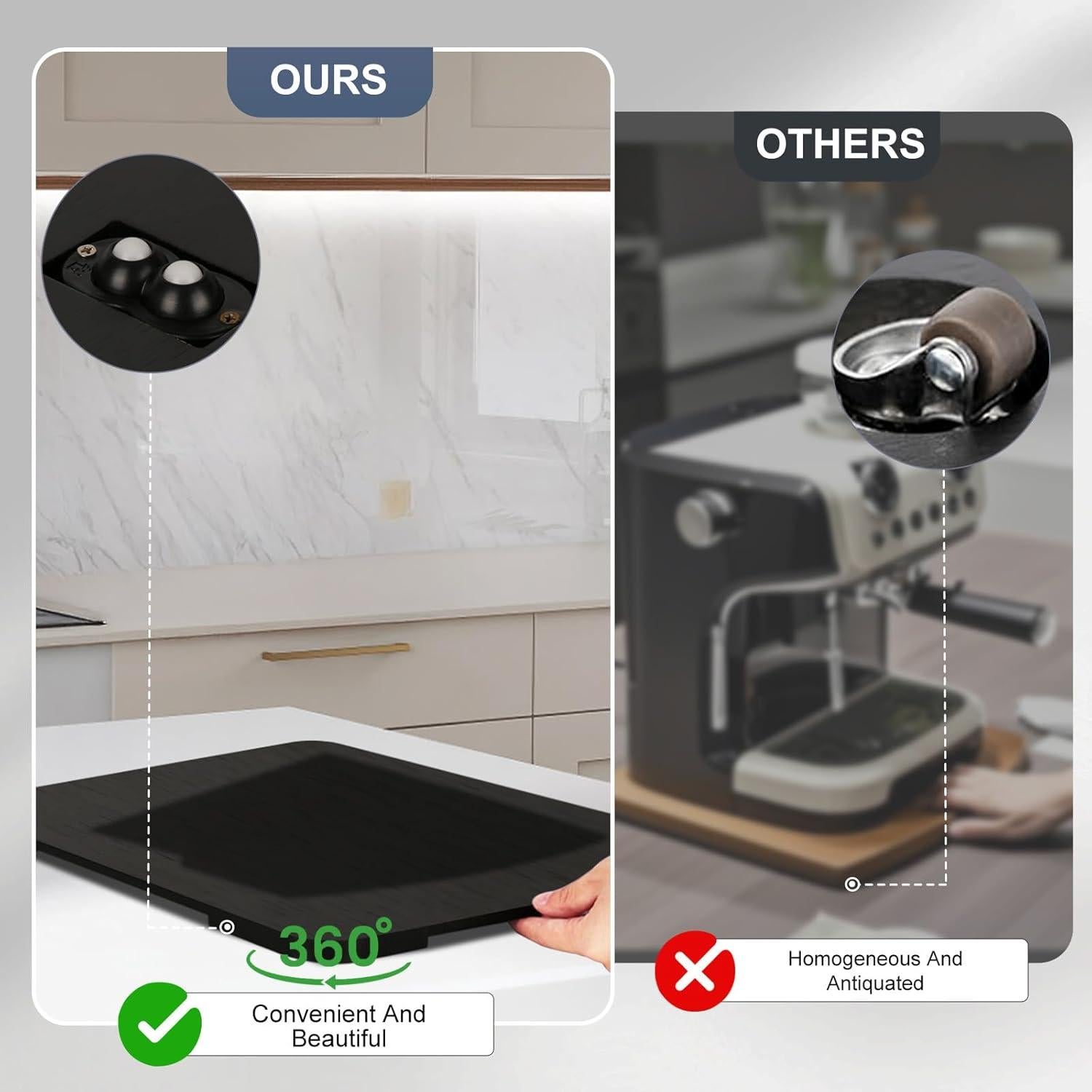 Bandeja Rodante 360° de Bambú Kingump 41x33 cm para Cafetera