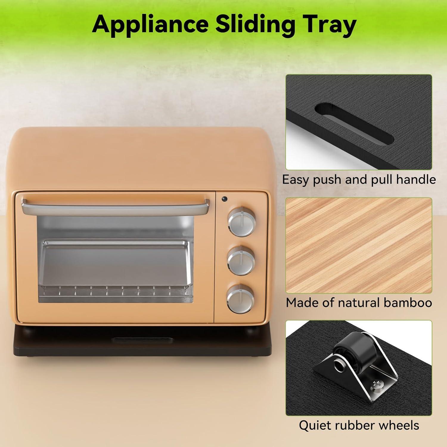Bandeja Deslizante de Bambú HzTinT 40.6x33cm con Ruedas