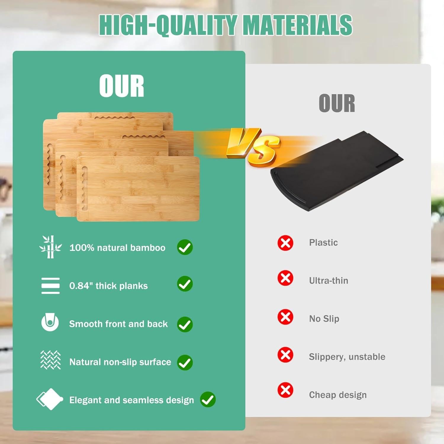 Bandeja Deslizante de Bambú WANYISHUN 24.1x35.6 cm Natural