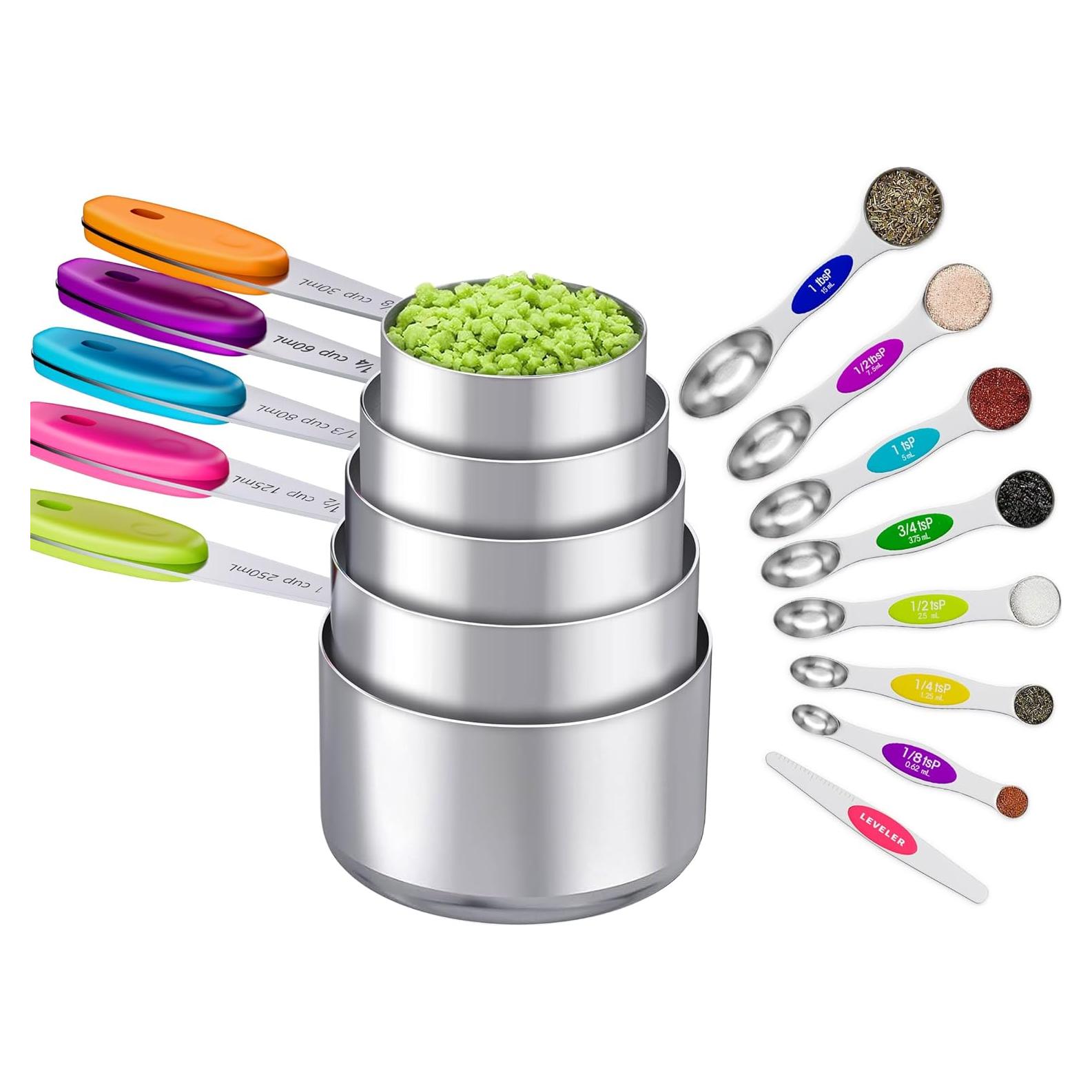 Juego de 13 Tazas y Cucharas Medidoras Magnéticas PYHIGH