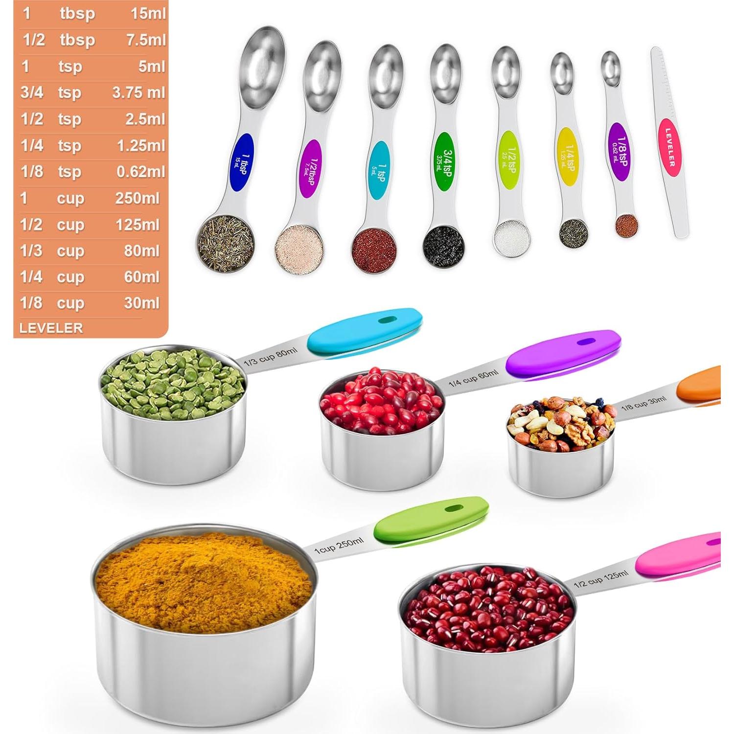 Juego de 13 Tazas y Cucharas Medidoras Magnéticas PYHIGH