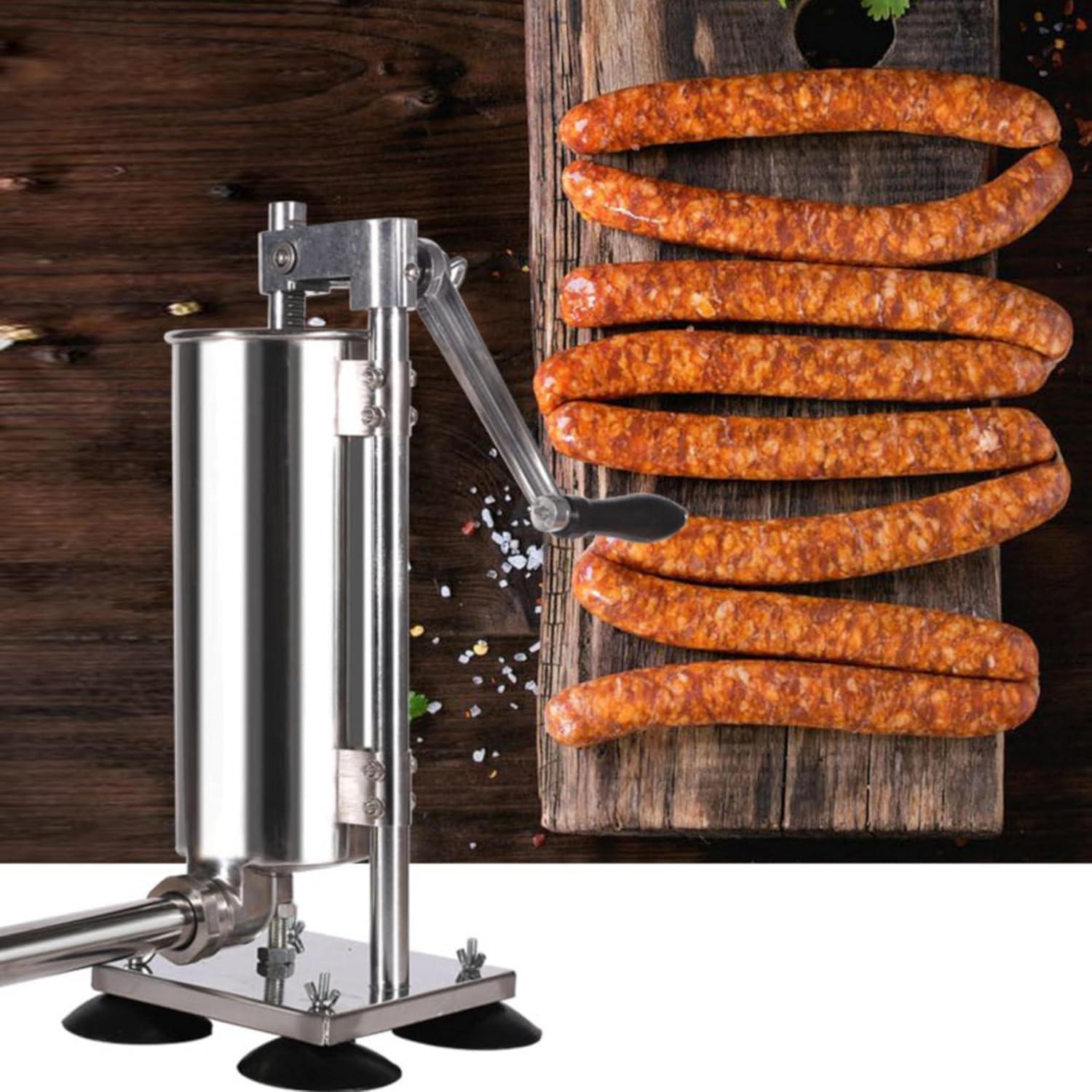 Rellenador de Salchichas Manual WQV 3L Acero Inoxidable 4 Tubos