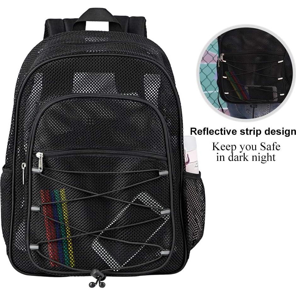 Mochila de Malla Resistente COVAX Negra 42x33x14 cm 20L
